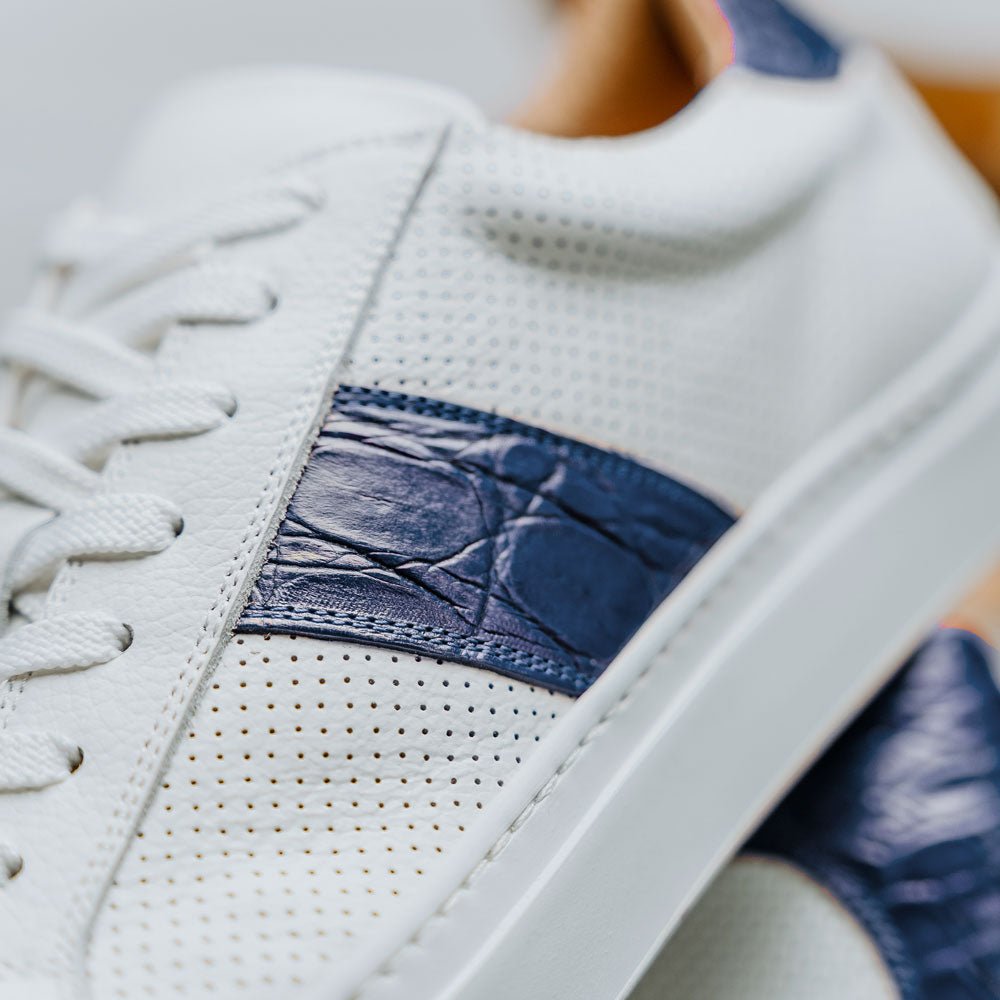 61 - 101 - Nvy Olympias Italian Calfskin And Crocodile Stripe, Navy Shop by Zelli Italia – Don't Panic Shoes