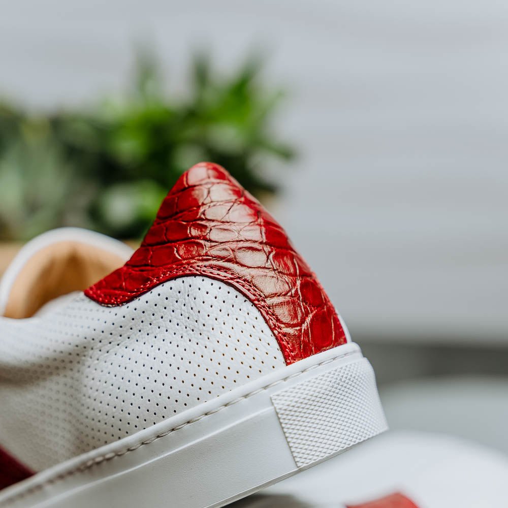 61 - 101 - Red Olympias Italian Calfskin And Crocodile Stripe, Red Sale by Zelli Italia – Don't Panic Shoes