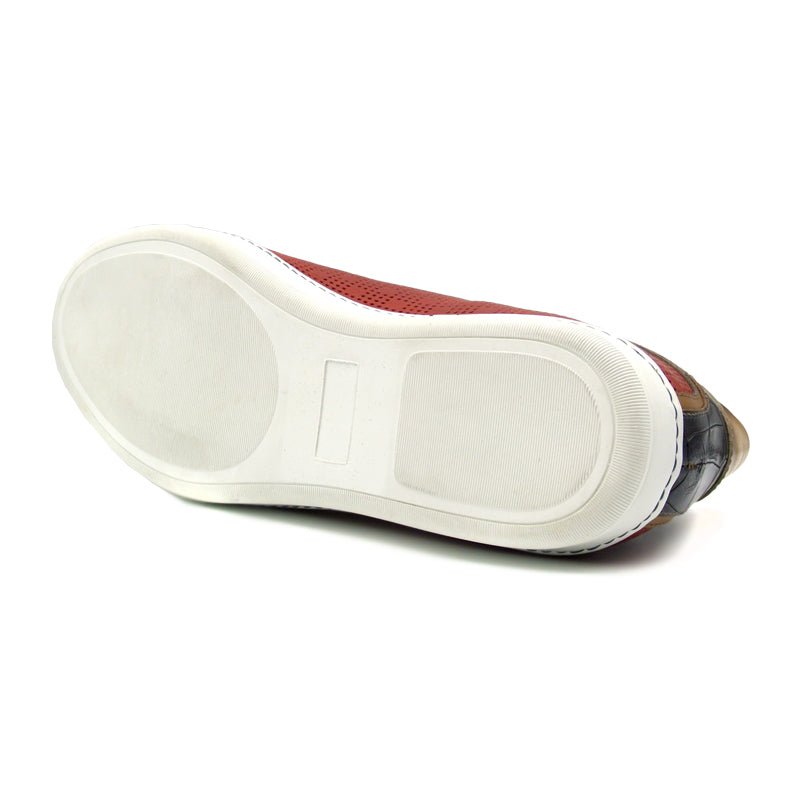 65 - 209 - Red Brezza Calfskin And Embossed Crocodile Sneaker, Red Shop by Zelli Italia – Don't Panic Shoes