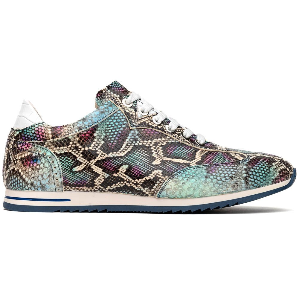 65 - 215 - Blu Peri Python Embossed Italian Calfskin Sneakers, Marine Blue Sale by Zelli Italia – Don't Panic Shoes