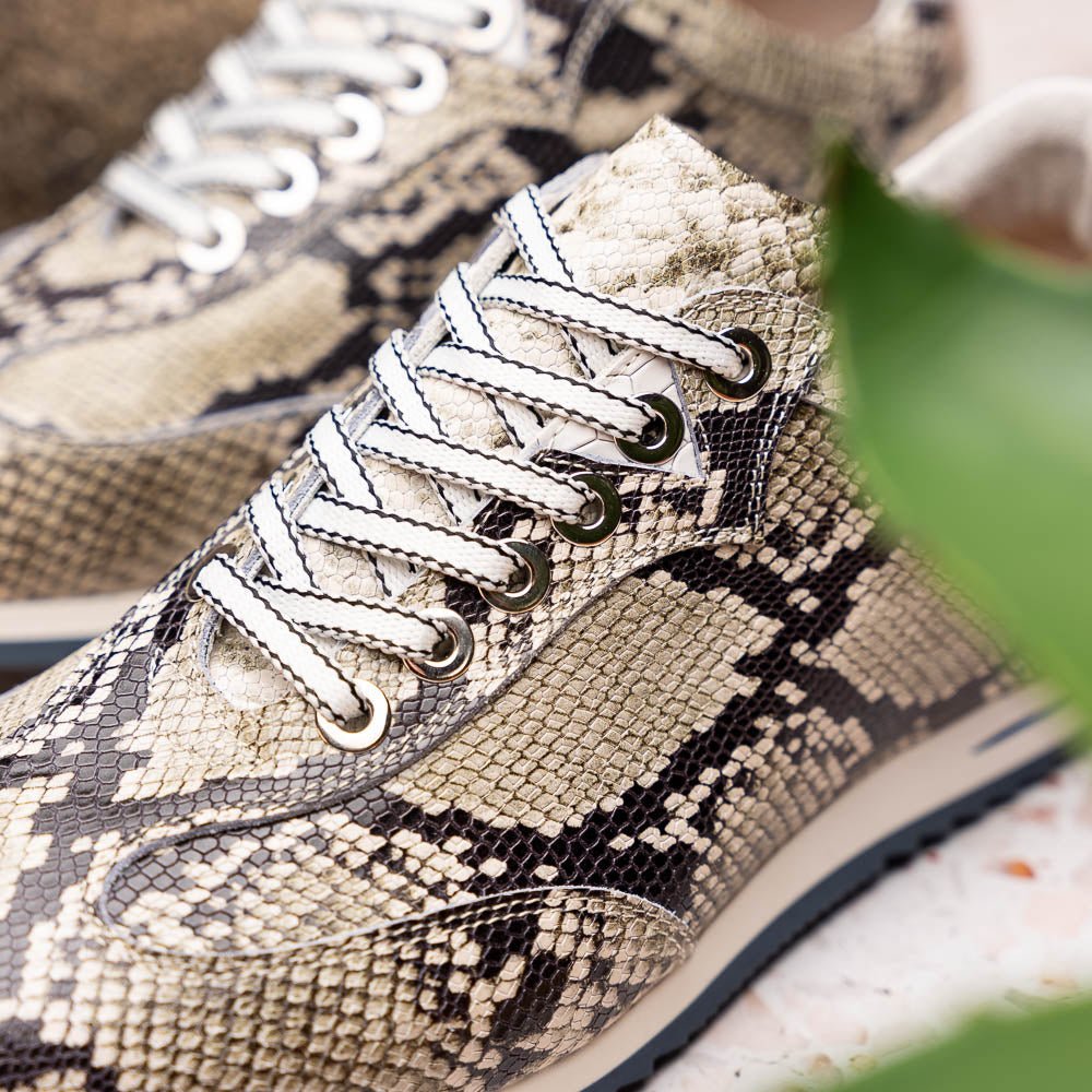 65 - 215 - Wht Peri Python Embossed Italian Calfskin Sneakers Black / White Shop by Zelli Italia – Don't Panic Shoes