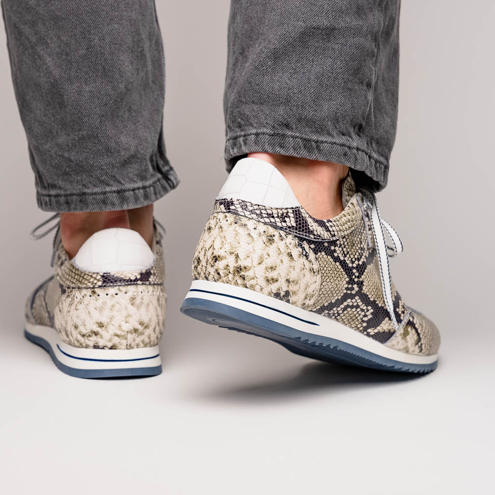 65 - 215 - Wht Peri Python Embossed Italian Calfskin Sneakers Black / White Shop by Zelli Italia – Don't Panic Shoes