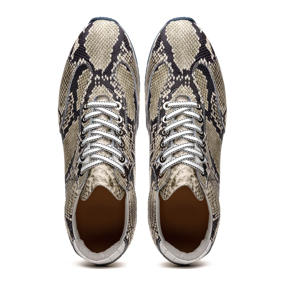 65 - 215 - Wht Peri Python Embossed Italian Calfskin Sneakers Black / White Shop by Zelli Italia – Don't Panic Shoes