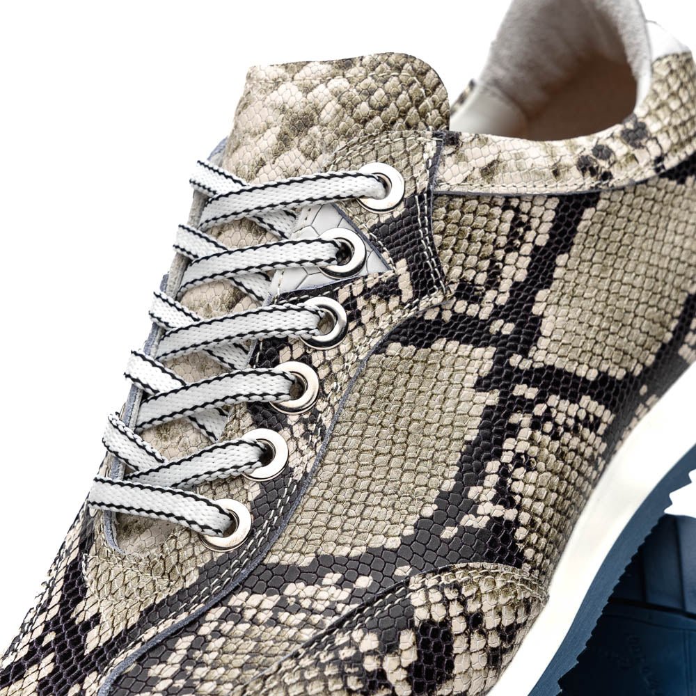 65 - 215 - Wht Peri Python Embossed Italian Calfskin Sneakers Black / White Shop by Zelli Italia – Don't Panic Shoes