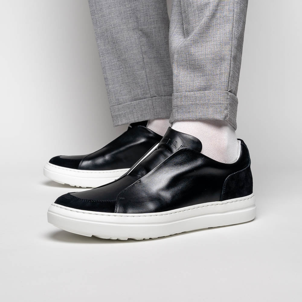 65 - 219 - Blk Spettacolare Italian Glove Baby Calf Sneakers, Black Shop by Zelli Italia – Don't Panic Shoes