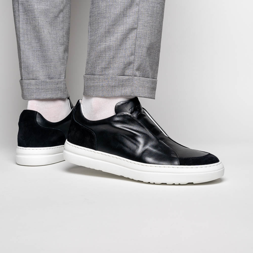 65 - 219 - Blk Spettacolare Italian Glove Baby Calf Sneakers, Black Shop by Zelli Italia – Don't Panic Shoes