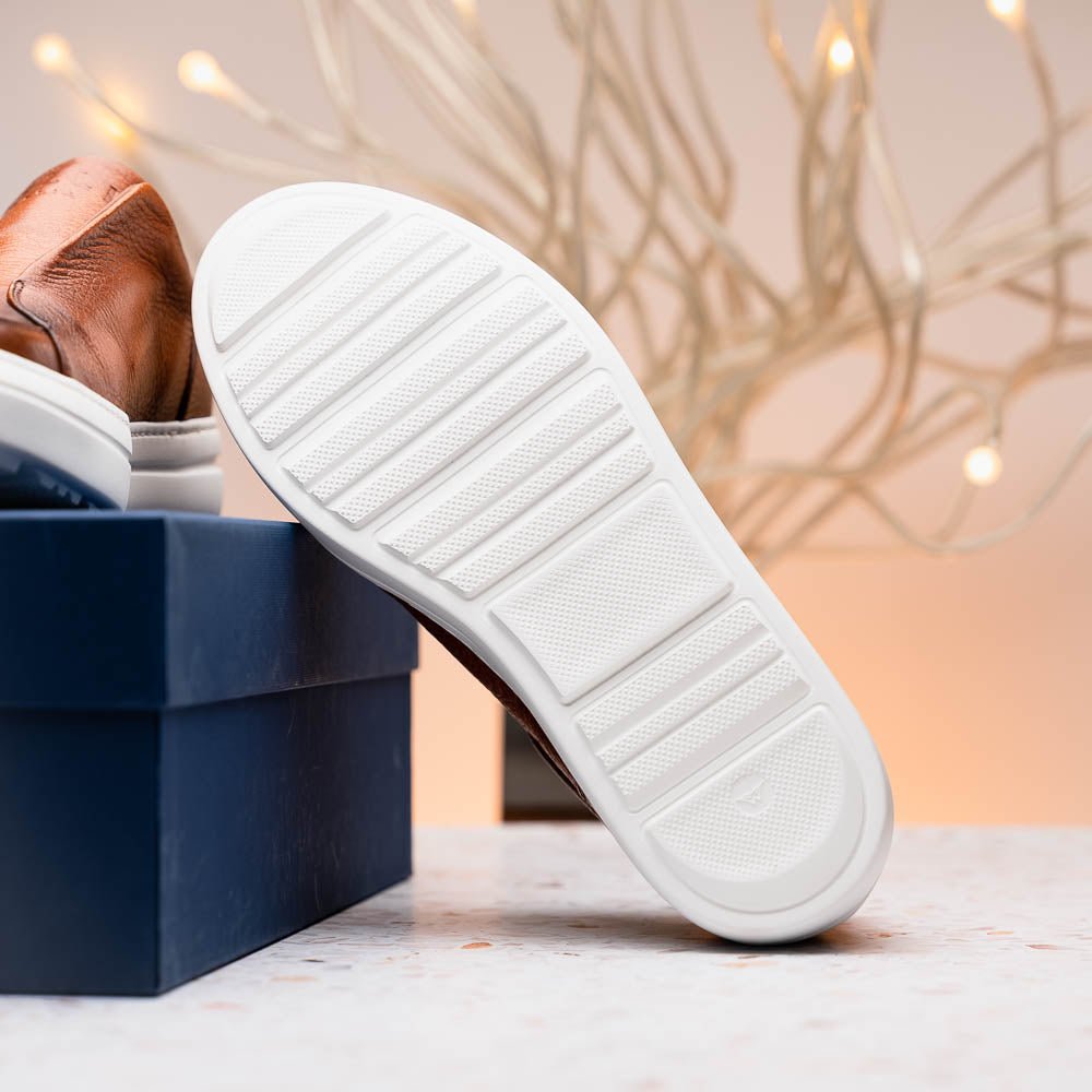 65 - 225 - Cgn Spettacolare Italian Pebble Grain Calfskin Sneakers Cognac Shop by Zelli Italia – Don't Panic Shoes