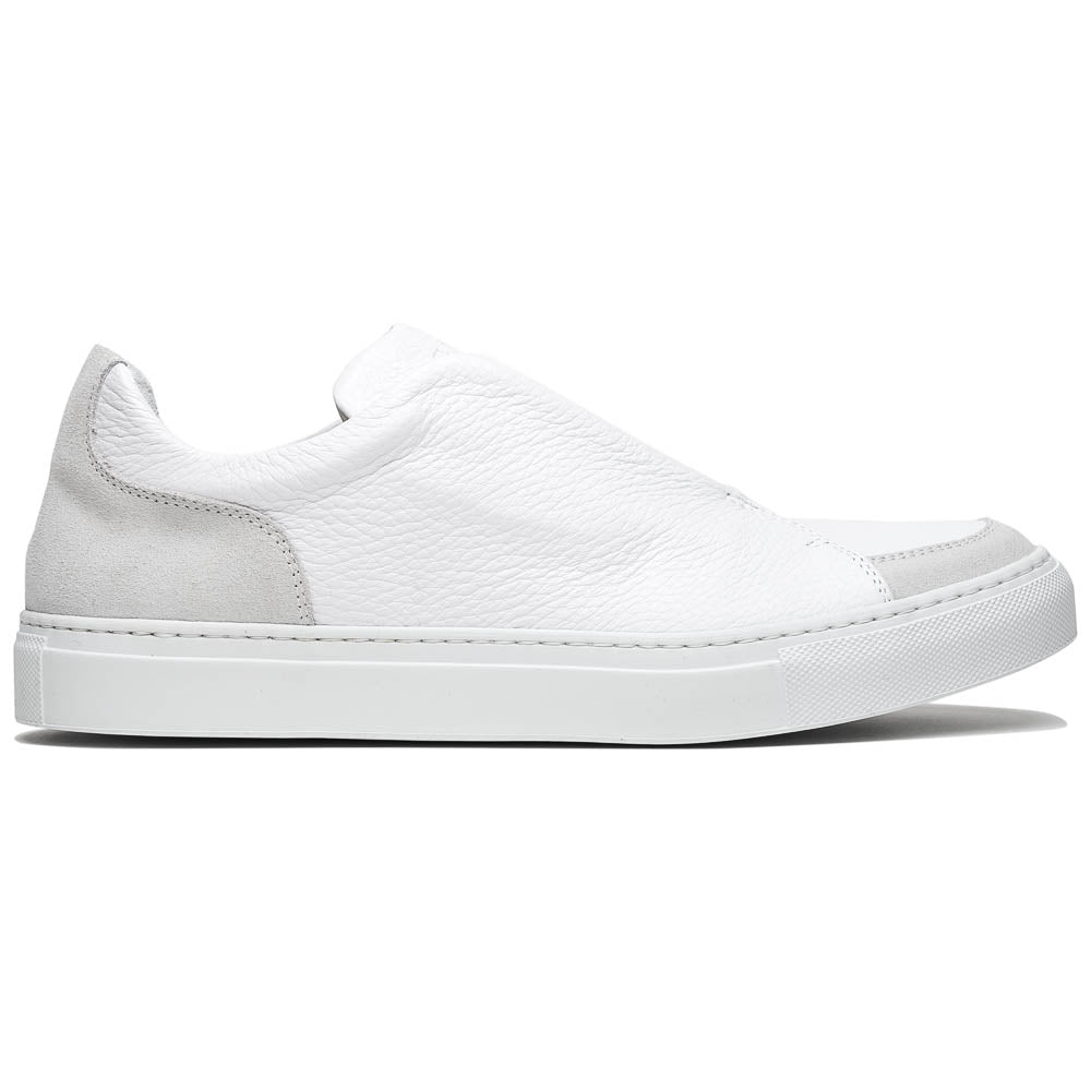 65 - 225 - Wht Spettacolare Italian Pebble Grain Calfskin Sneakers White Shop by Zelli Italia – Don't Panic Shoes