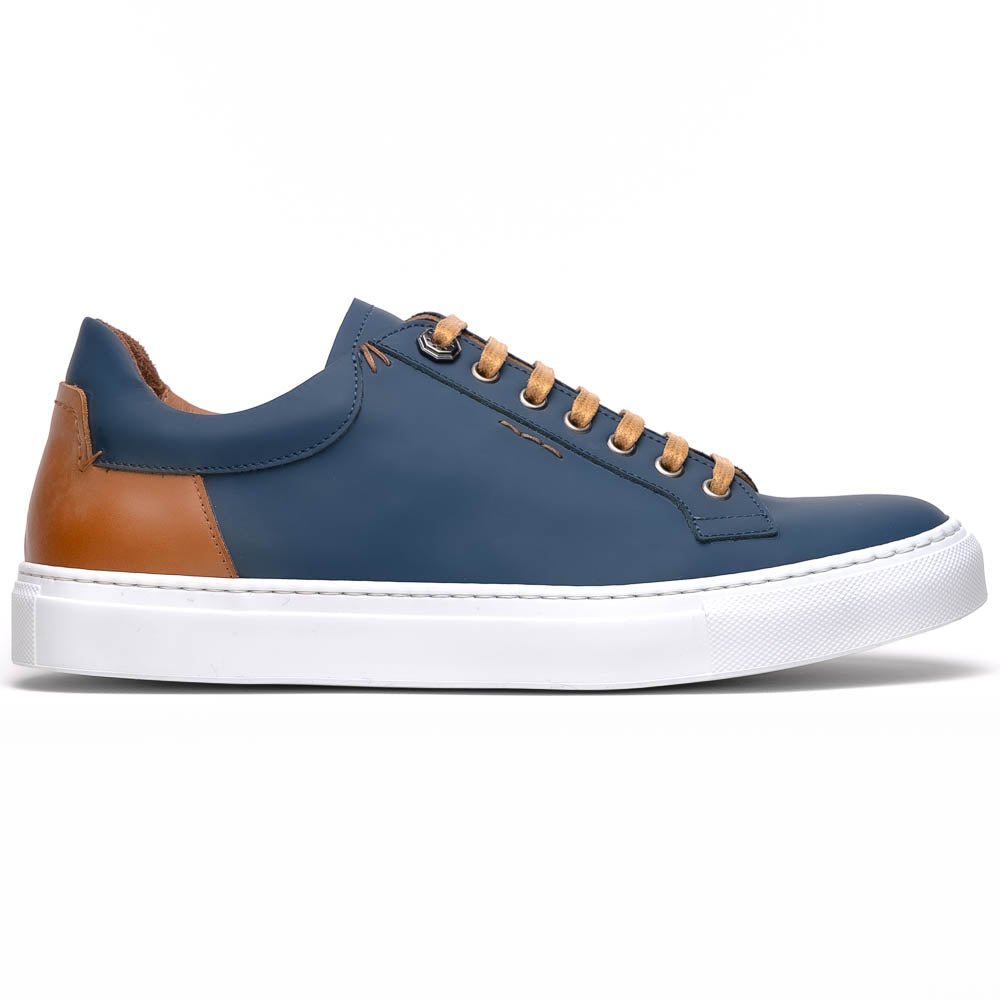 65 - 229 - Nvy Diaz Rubberized Calfskin Sneaker Navy Shop by Zelli Italia – Don't Panic Shoes