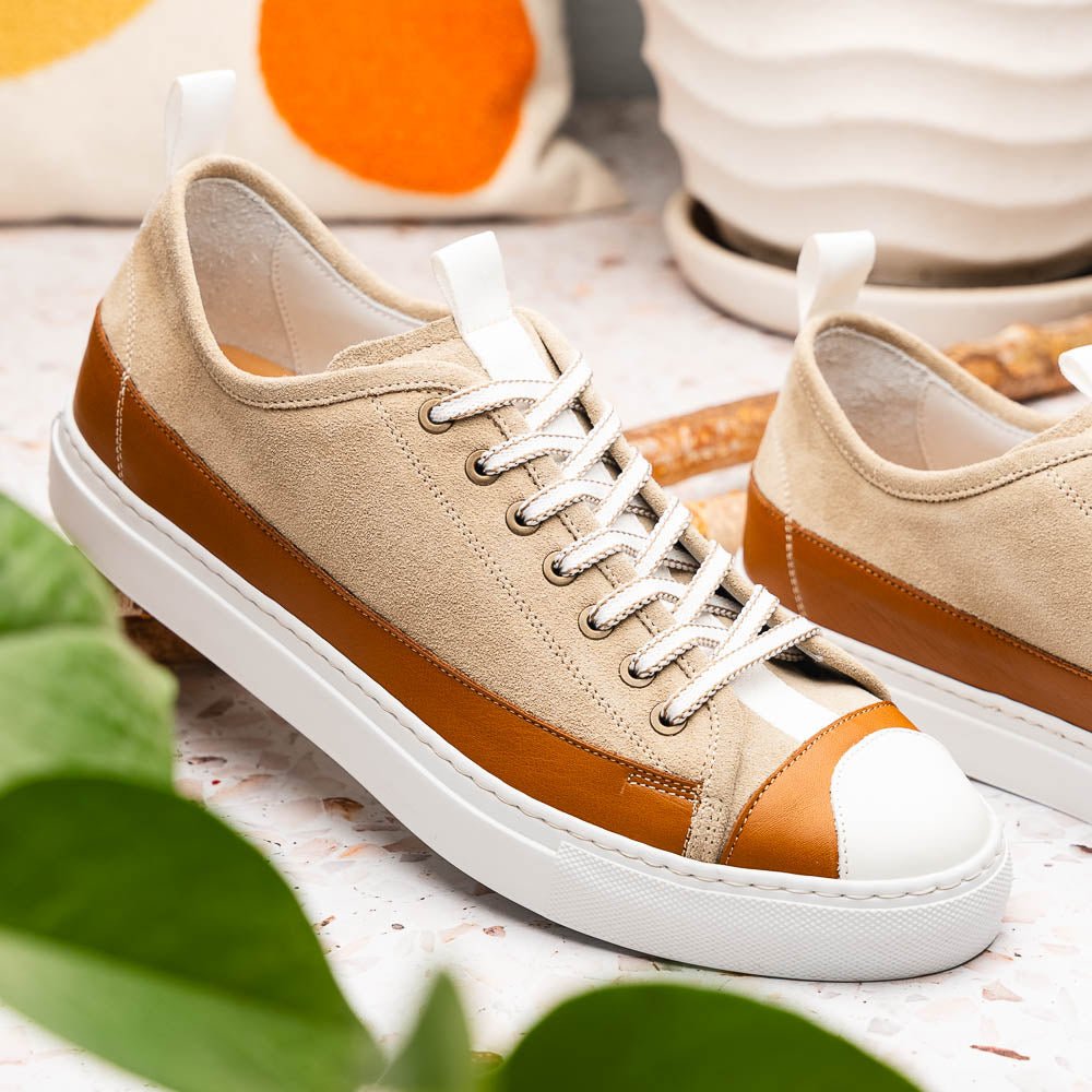 65 - 360 - Tpe Lando Sueded Calfskin Sneaker Taupe by Zelli Italia – Don't Panic Shoes