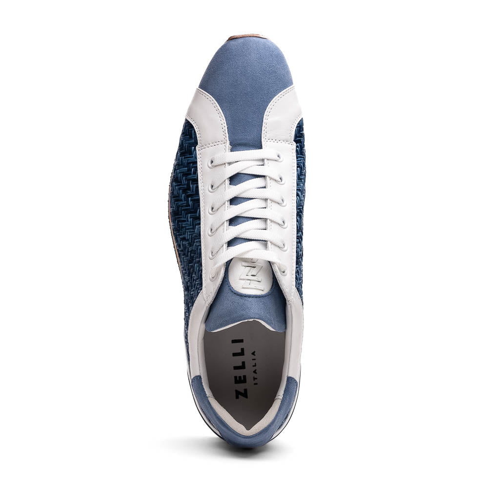 65 - 375 - Blu Ripi Calfskin Hand Weave Sneaker Blue Shop by Zelli Italia – Don't Panic Shoes