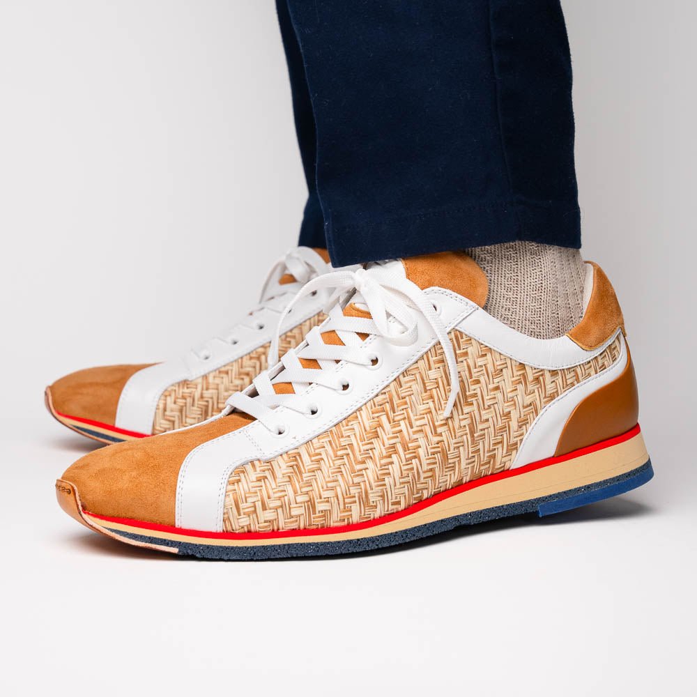 65 - 375 - Brn Ripi Calfskin Hand Weave Sneaker Brown Shop by Zelli Italia – Don't Panic Shoes