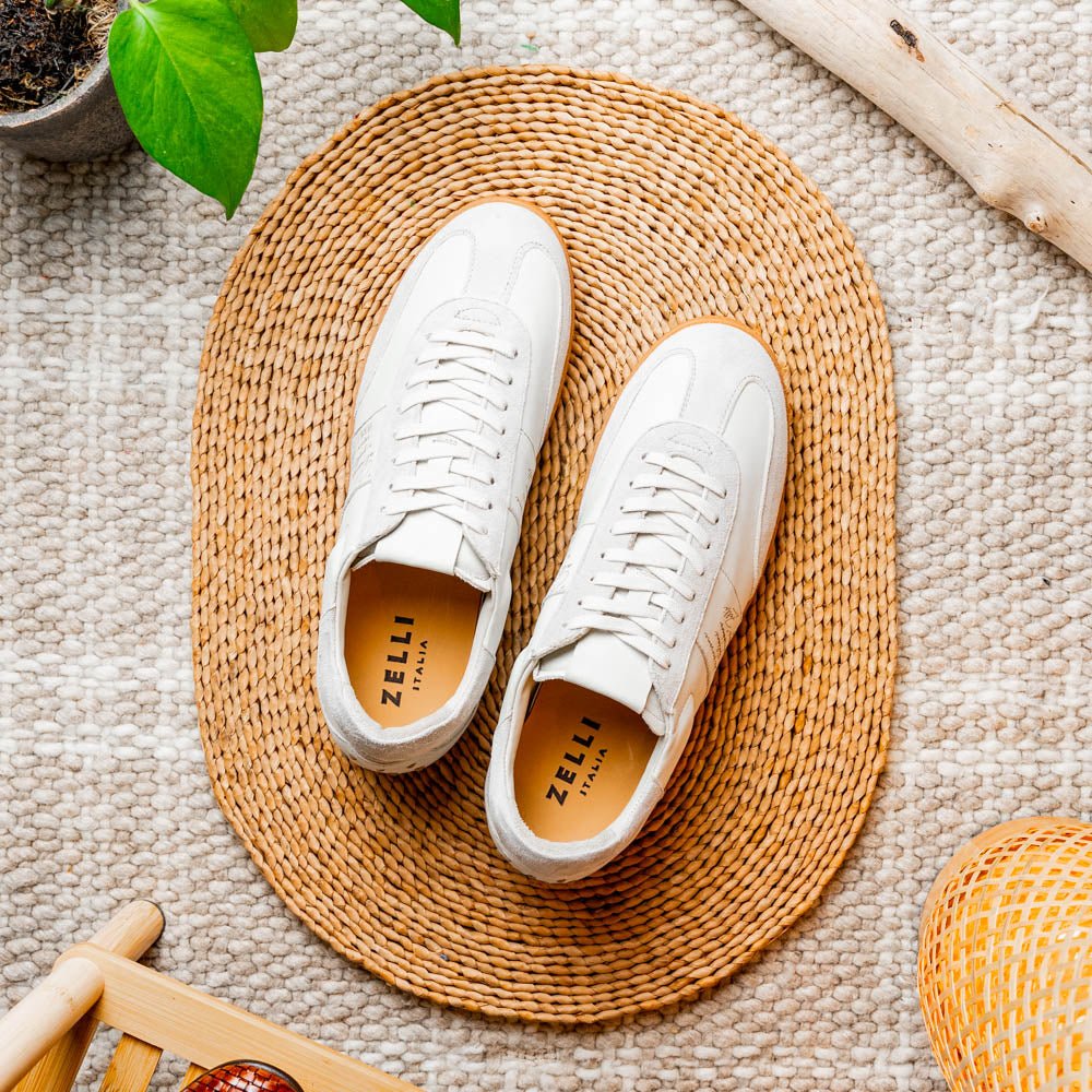 65 - 400 - Wht Shizzo Signature Leather Sneakers, White Shop by Zelli Italia – Don't Panic Shoes