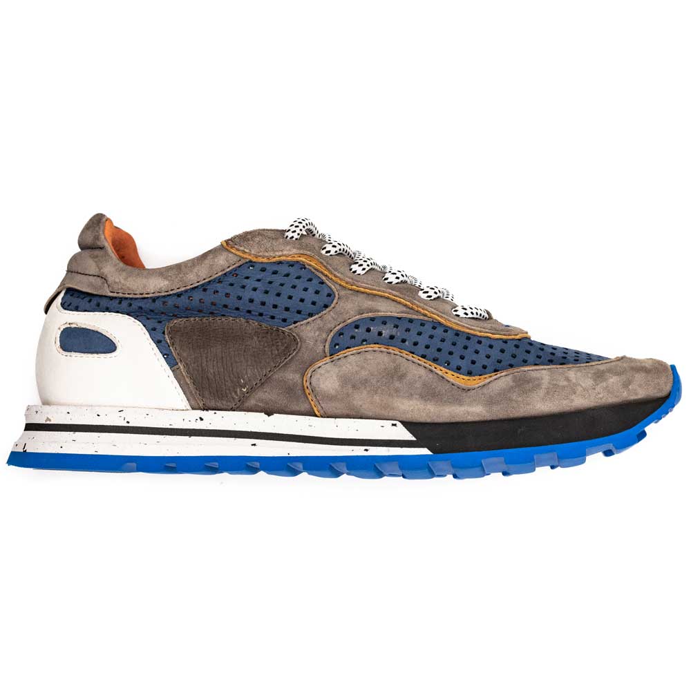 66 - 237 - Blu Raya Perforated Italian Calfskin Sneakers, Blue/Taupe Shop by Zelli Italia – Don't Panic Shoes