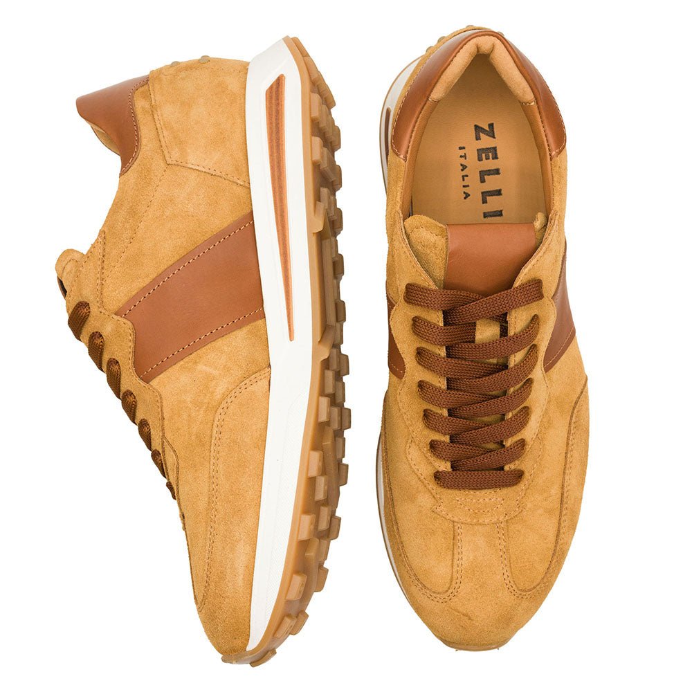 66 - 265 - Cgn Roxi Suede And Calfskin Sneaker, Cognac Shop by Zelli Italia – Don't Panic Shoes