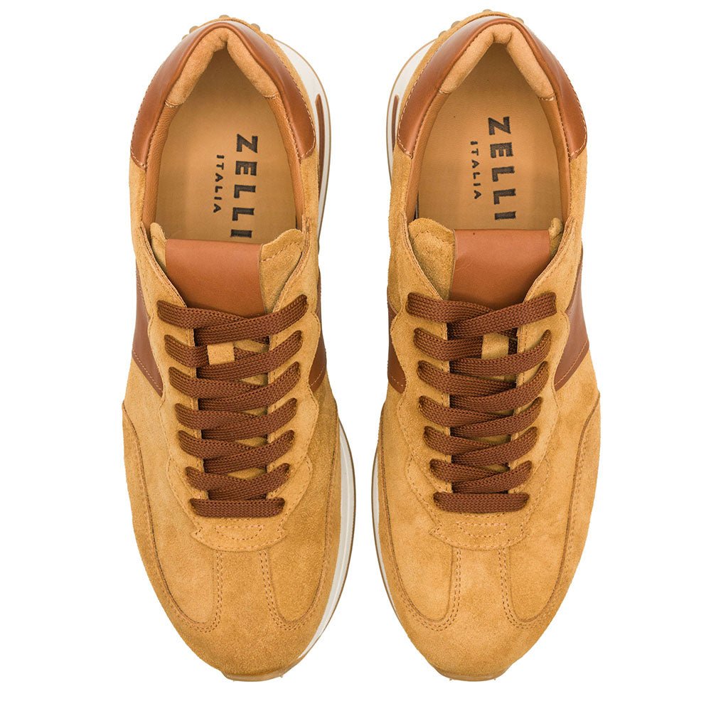66 - 265 - Cgn Roxi Suede And Calfskin Sneaker, Cognac Shop by Zelli Italia – Don't Panic Shoes