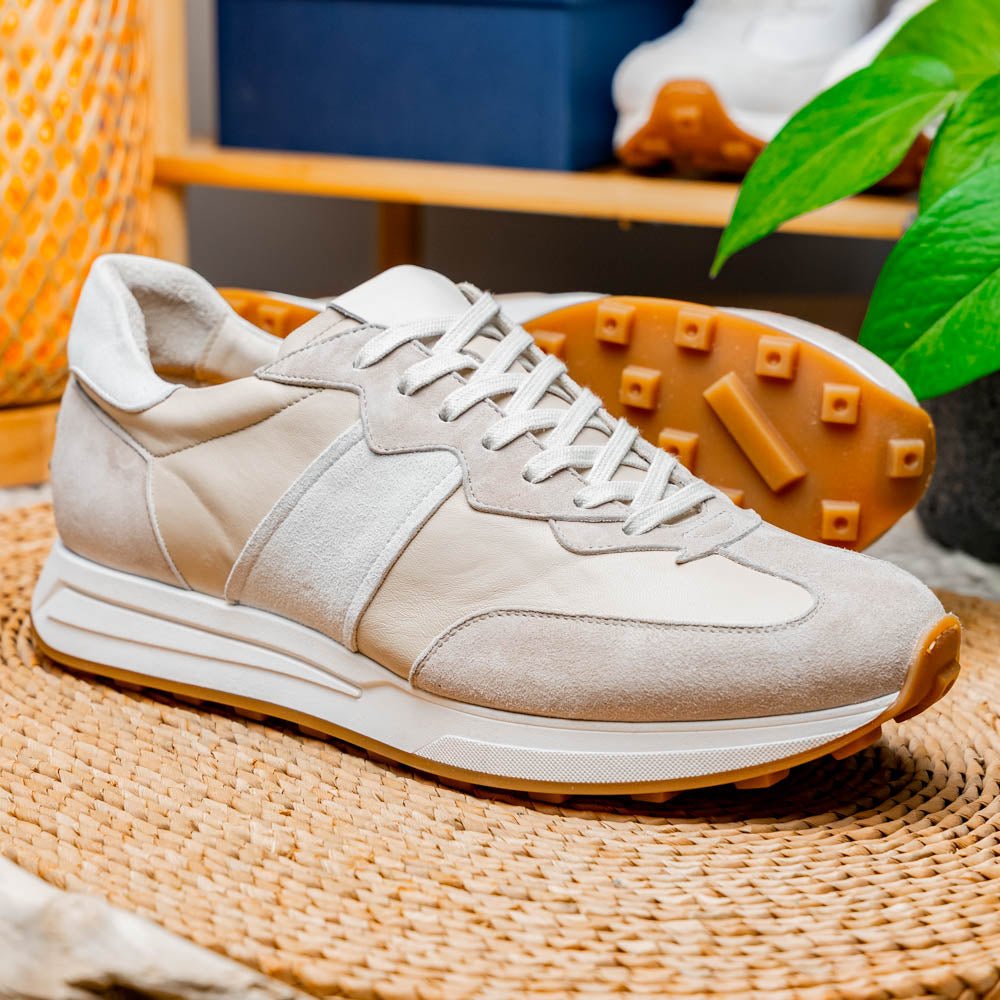 66 - 265 - Tpe Roxi Suede And Calfskin Sneaker, Taupe Shop by Zelli Italia – Don't Panic Shoes