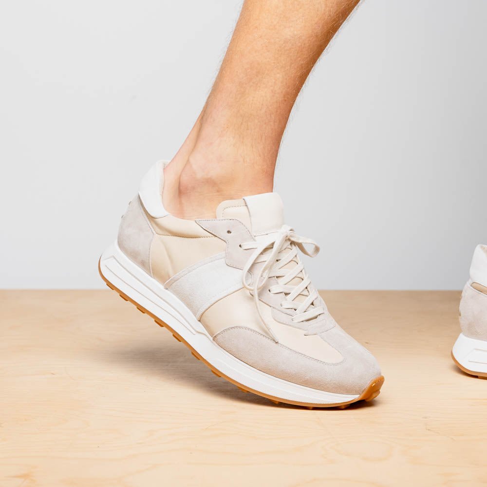 66 - 265 - Tpe Roxi Suede And Calfskin Sneaker, Taupe Shop by Zelli Italia – Don't Panic Shoes