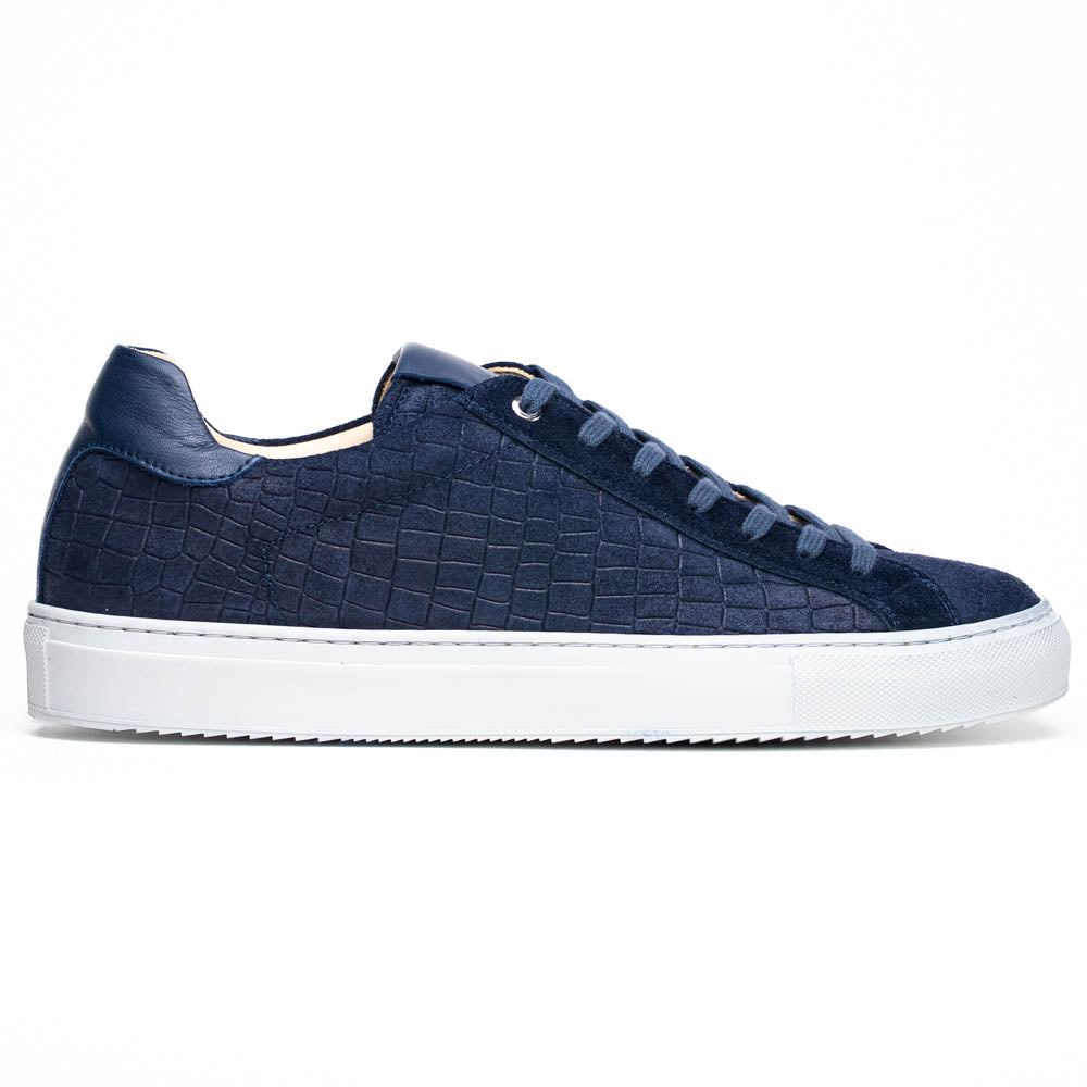 66 - 266 - Nvy Kobe Crocodile Embossed Italian Sueded Goatskin Sneakers Navy by Zelli Italia – Don't Panic Shoes