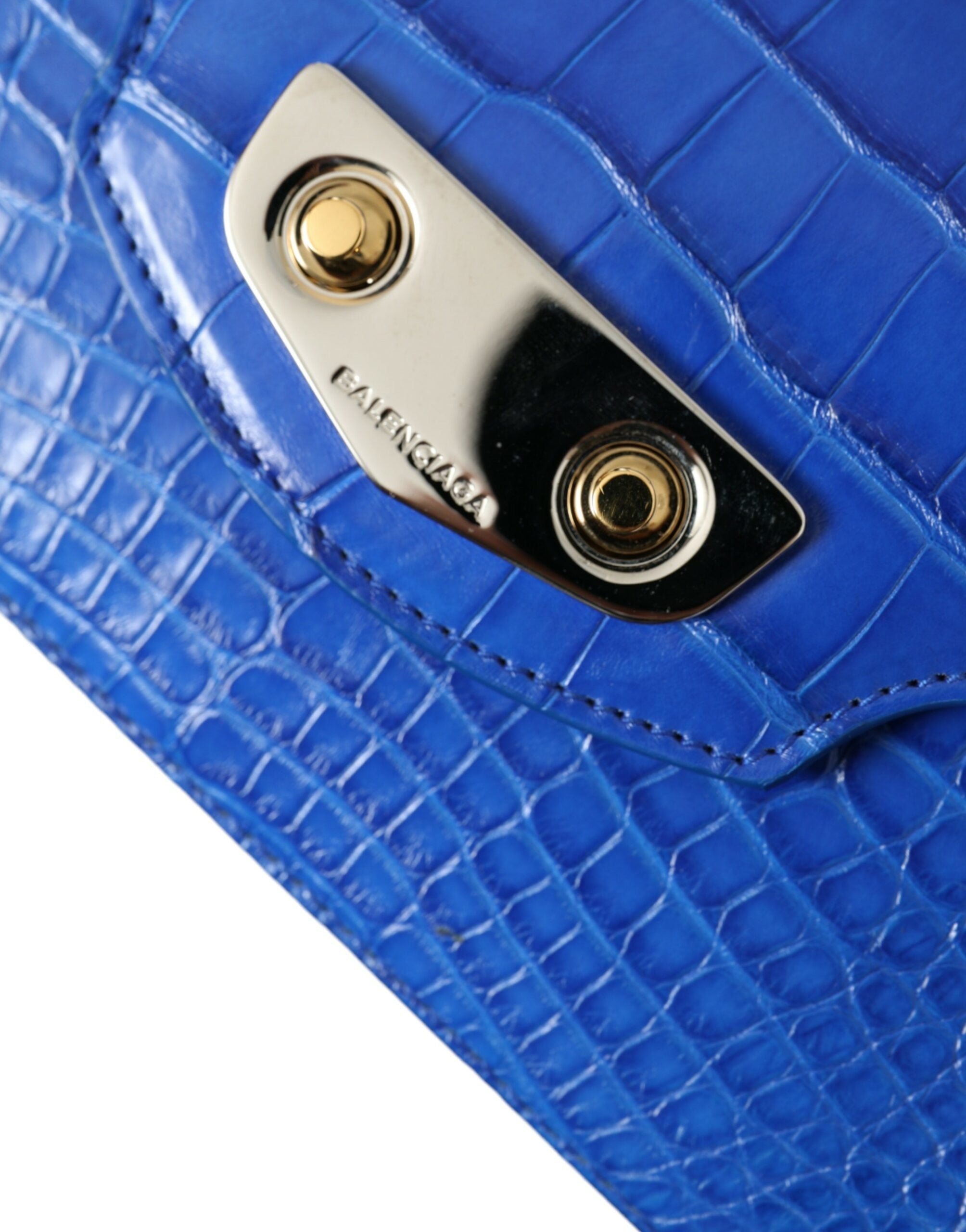 Balenciaga Alligator Leather Mini Shoulder Bag Blue