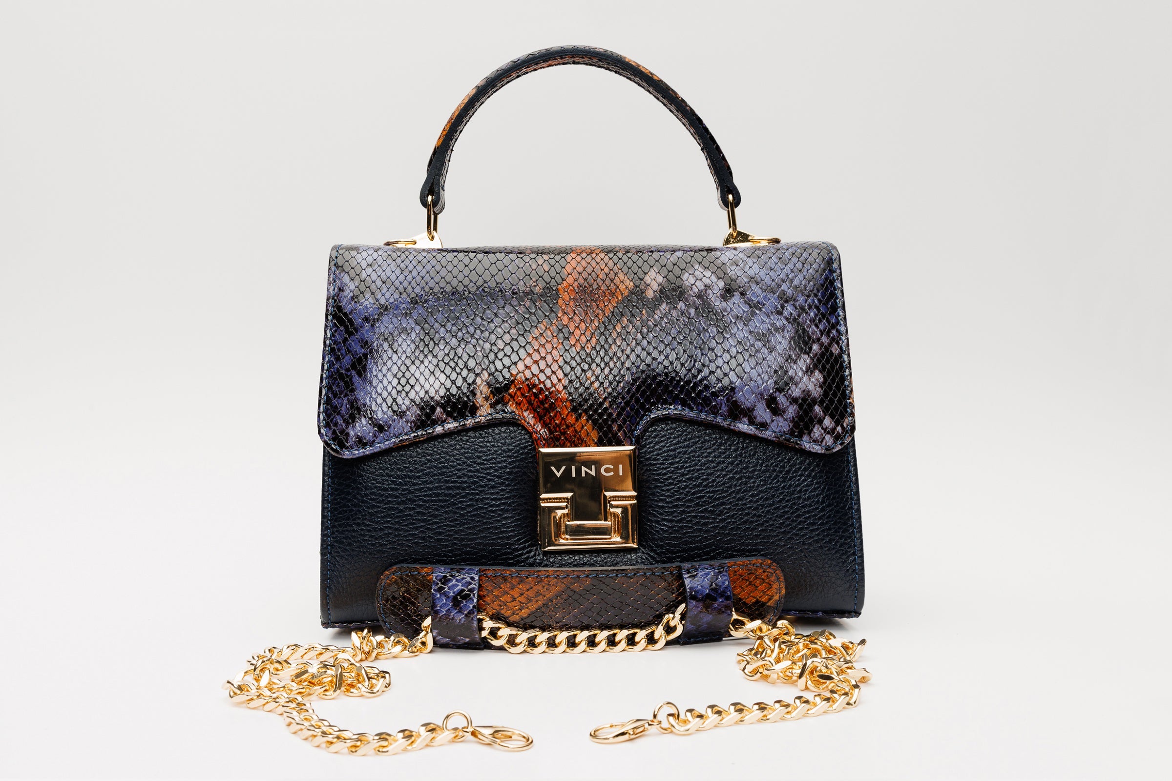 The Venezia Navy Blue Leather Handbag