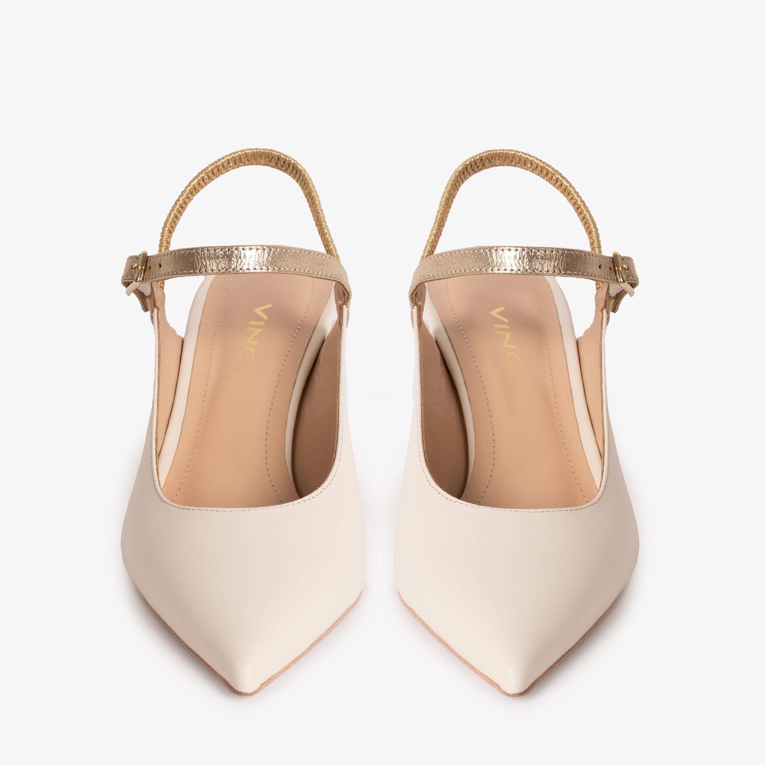 The Pompei Cream Leather Slingback Women Sandal