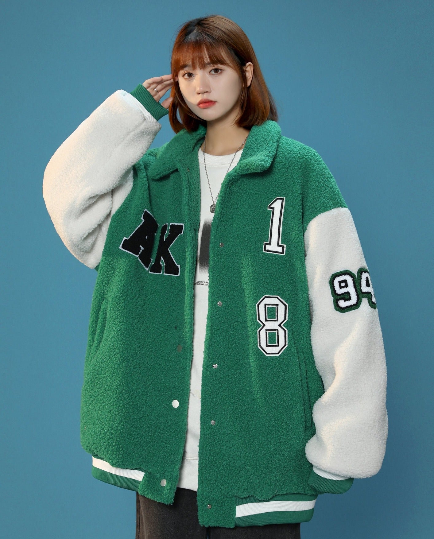 Niepce Women's Year 94 Furry Varsity Jacket