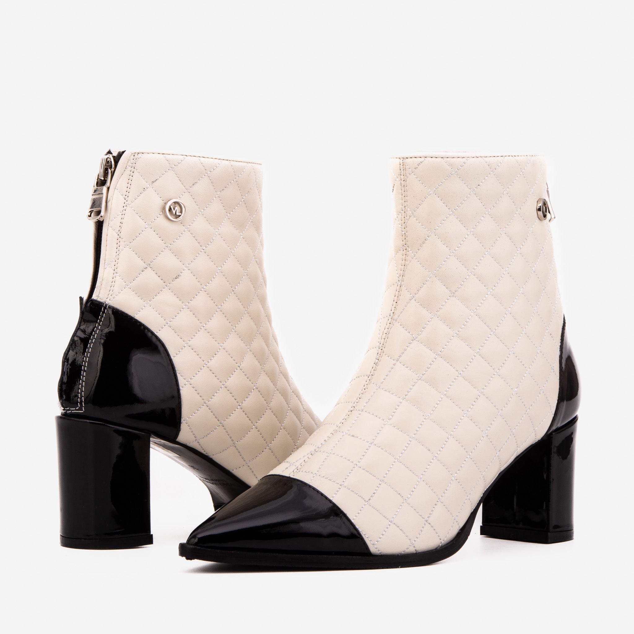 Vinci Leather Shoes The Celeste Cream & Black Quilted Leather Women’s Boot