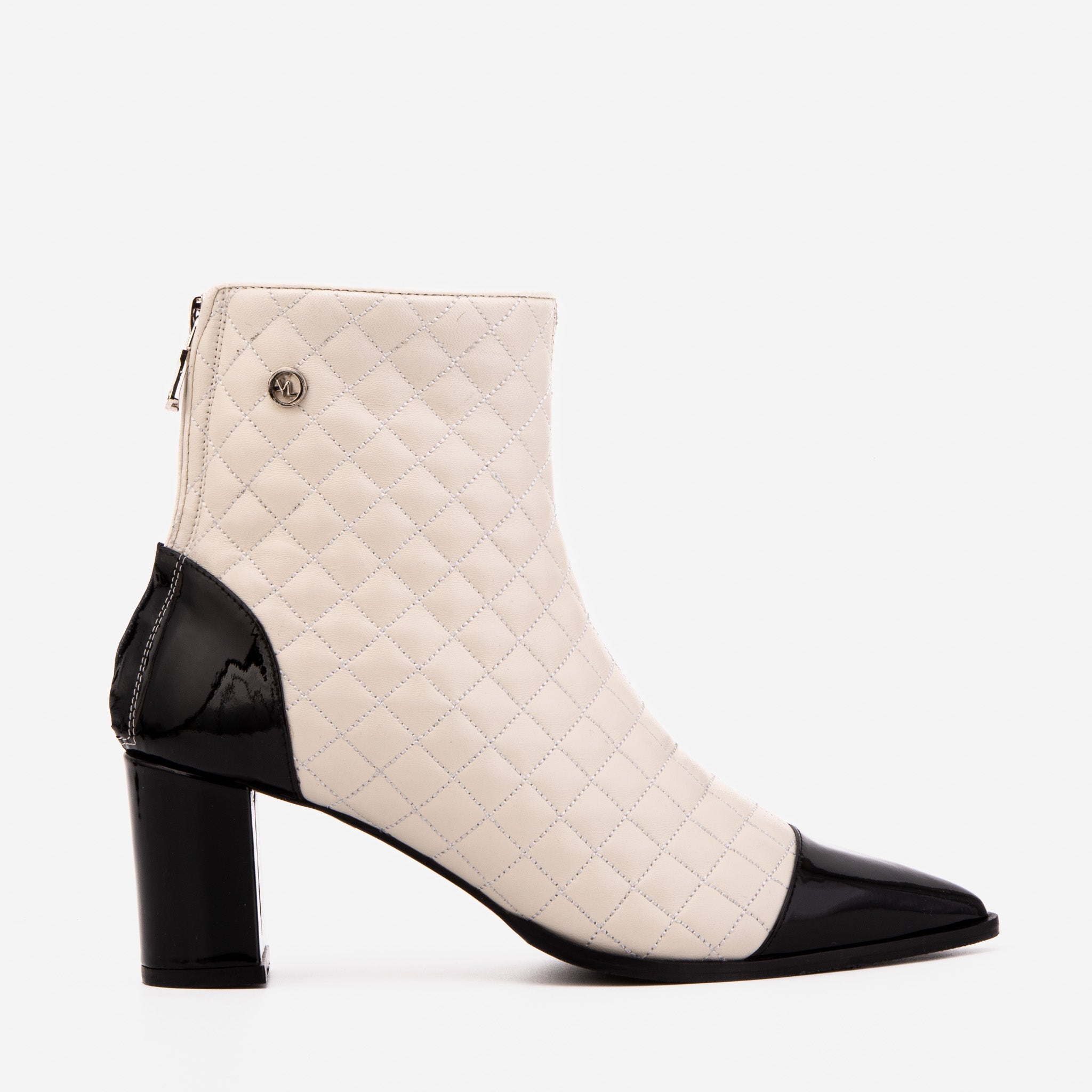 Vinci Leather Shoes The Celeste Cream & Black Quilted Leather Women’s Boot