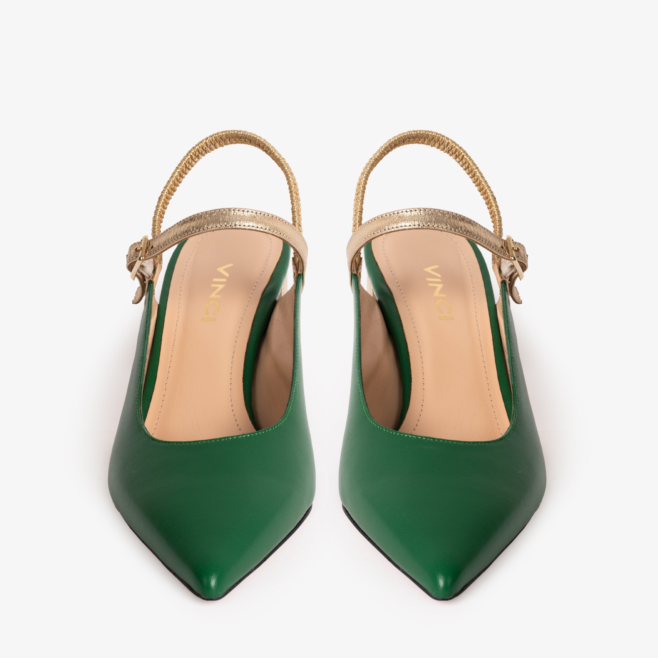 The Pompei Green Leather Women Slingback Sandal