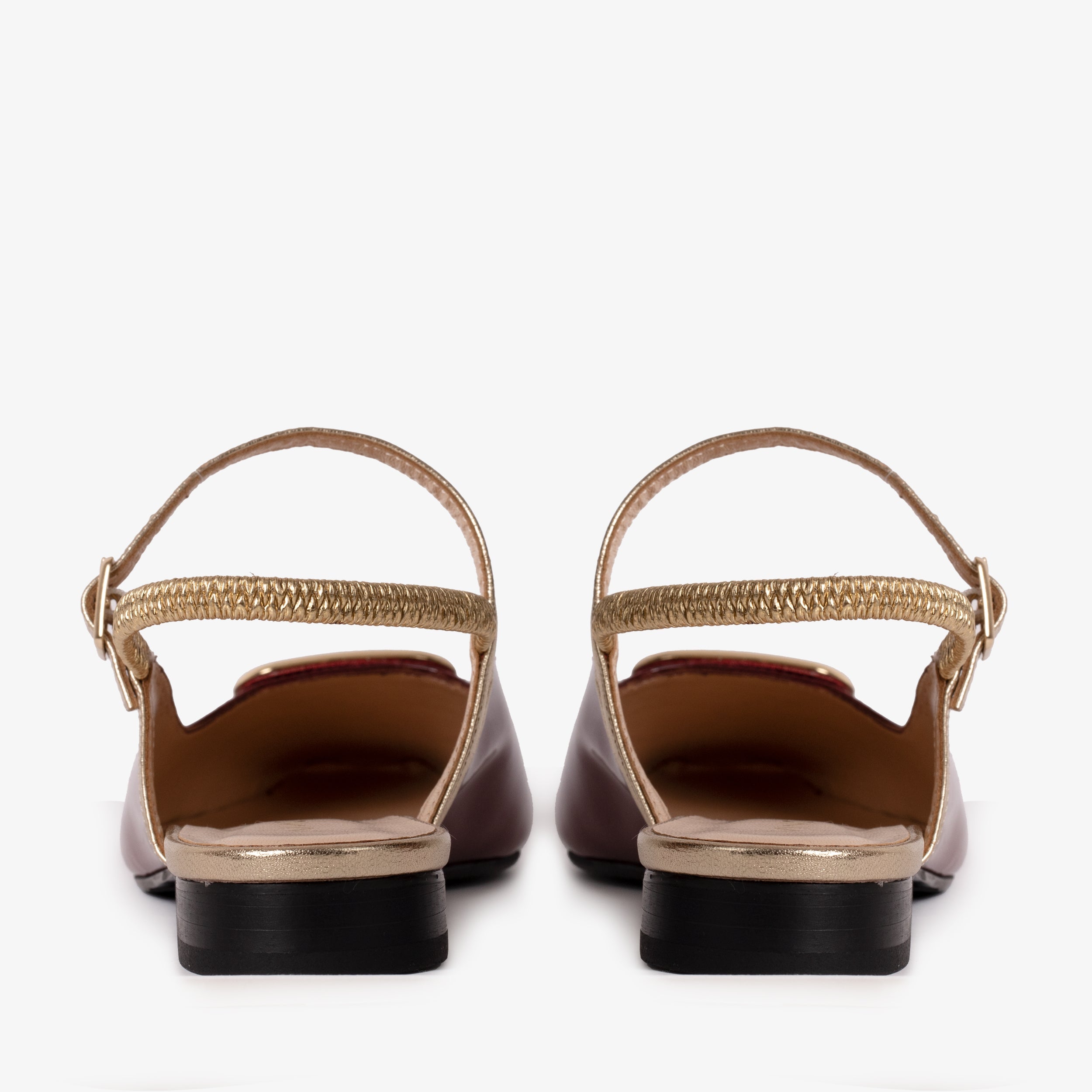 The Rosalinda Burgundy Patent Leather Women Flat Slingback Sandal