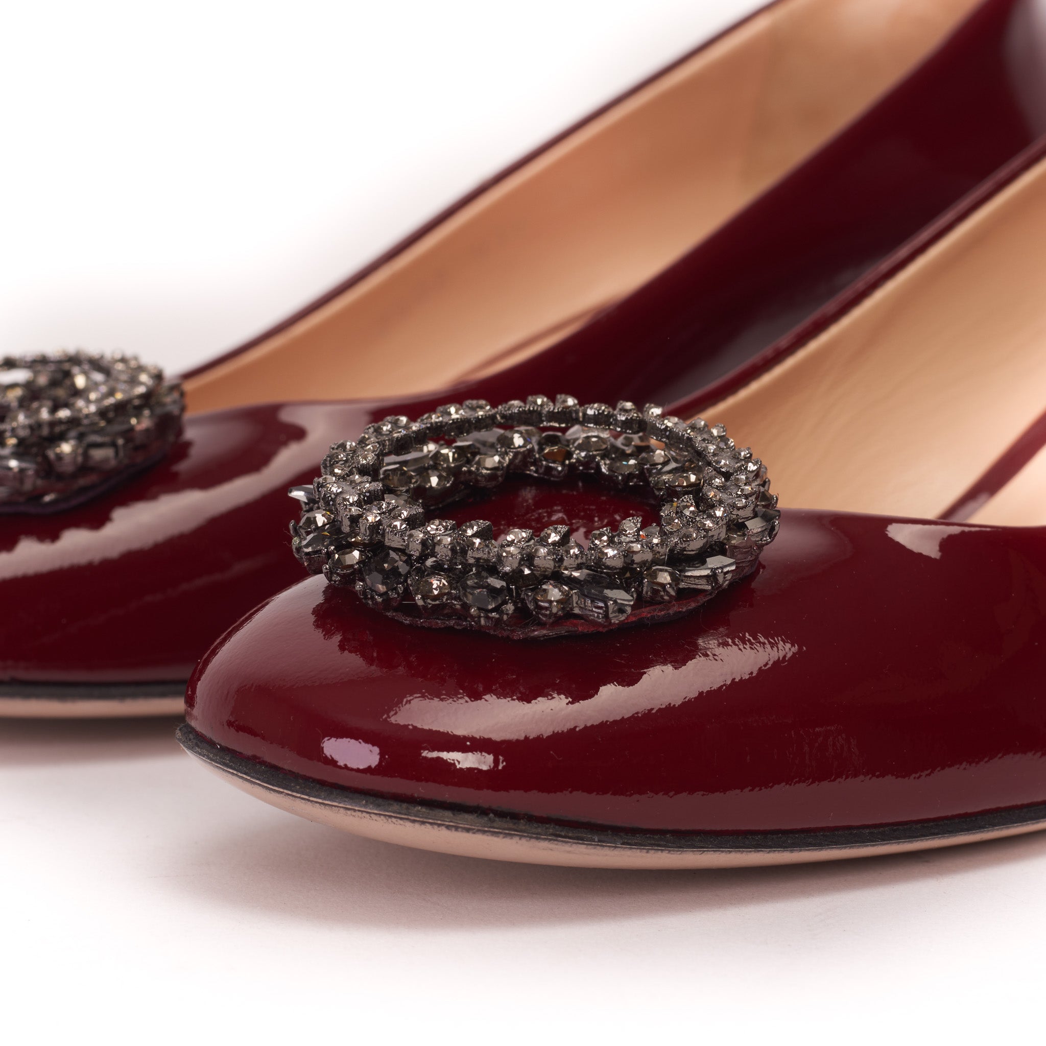 The Danish Burgundy Patent Leather Block Heel Pump Women Shoe