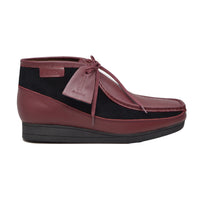 Thumbnail for British Walkers New Castle Wallabee Boots Men's Burgundy and Black Suede and Leather Ankle Boots
