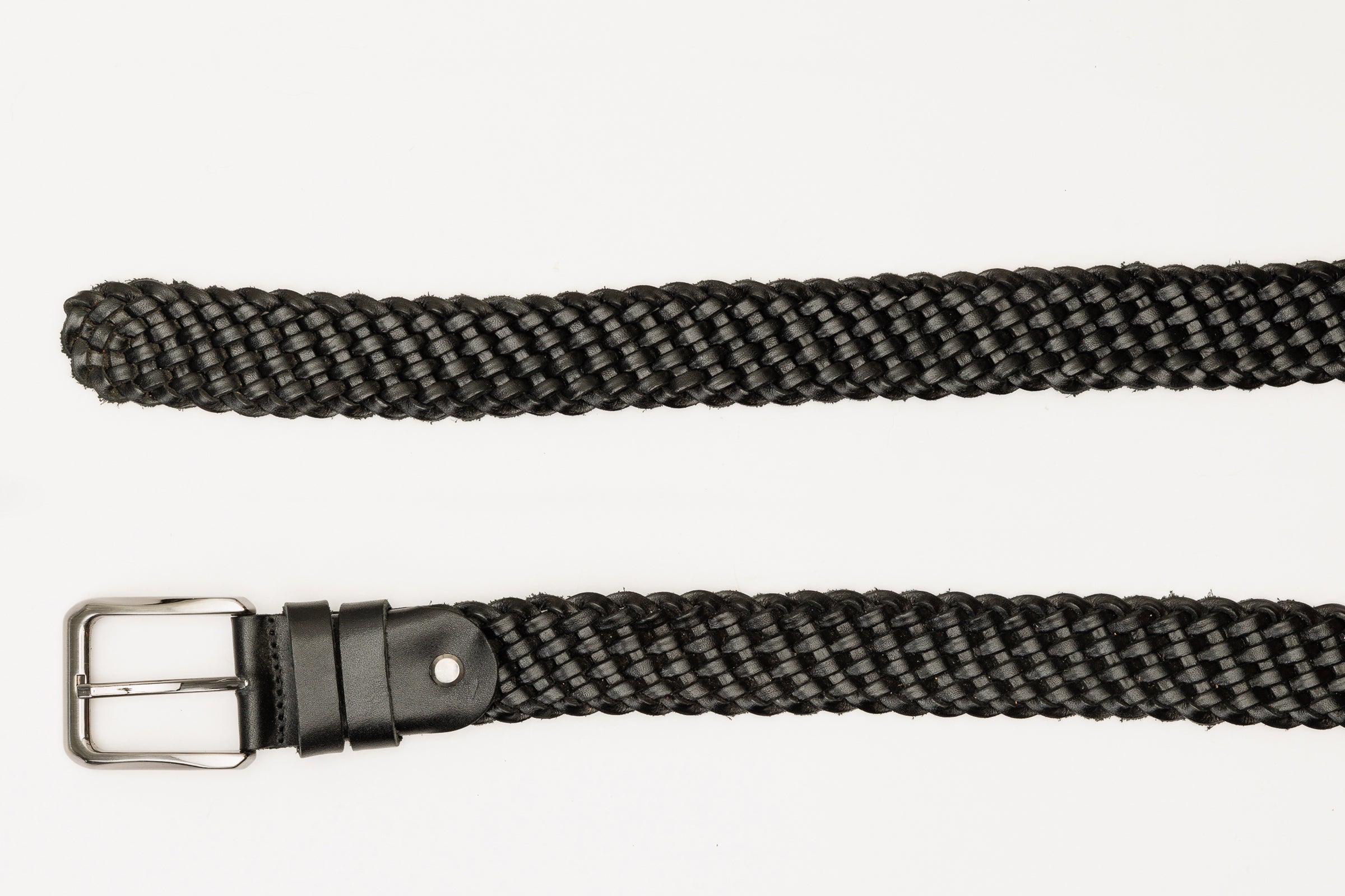 The Mclean Woven Black Leather Belt