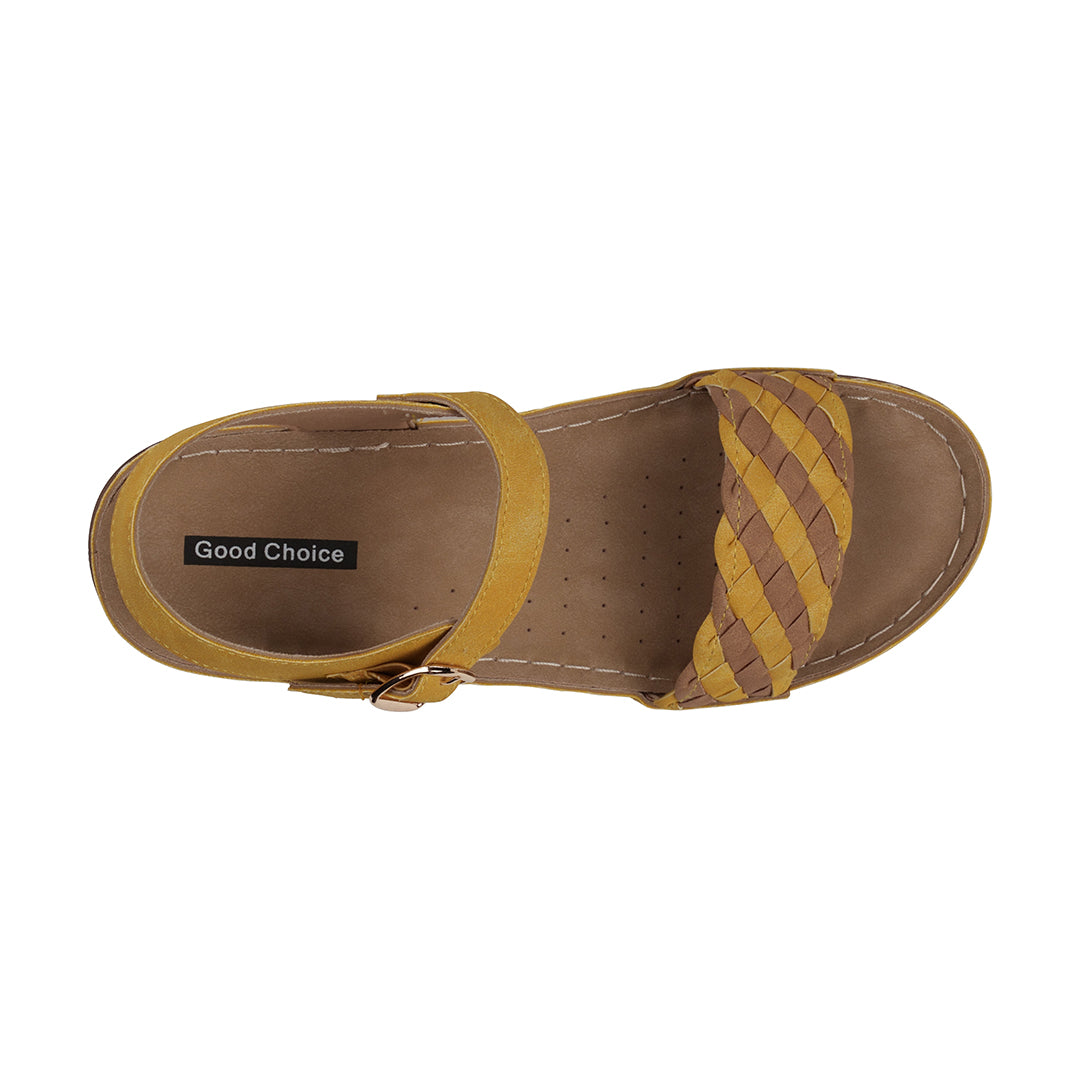 GC Shoes Millis Yellow Comfort Flat Sandals