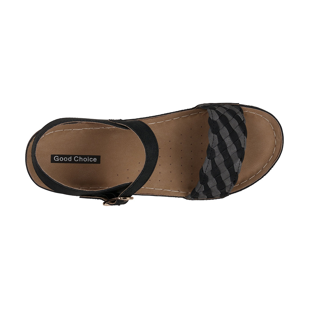 GC Shoes Millis Black Comfort Flat Sandals
