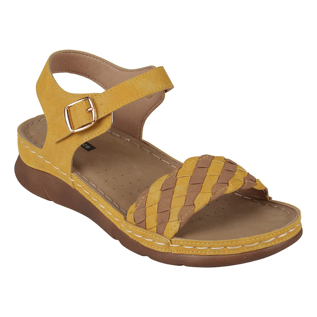 GC Shoes Millis Yellow Comfort Flat Sandals