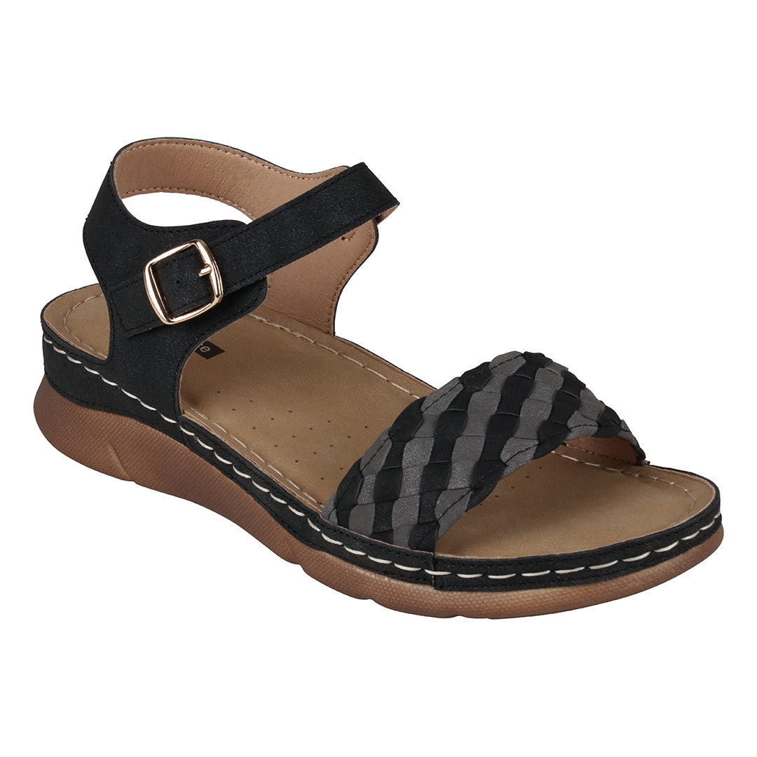 GC Shoes Millis Black Comfort Flat Sandals