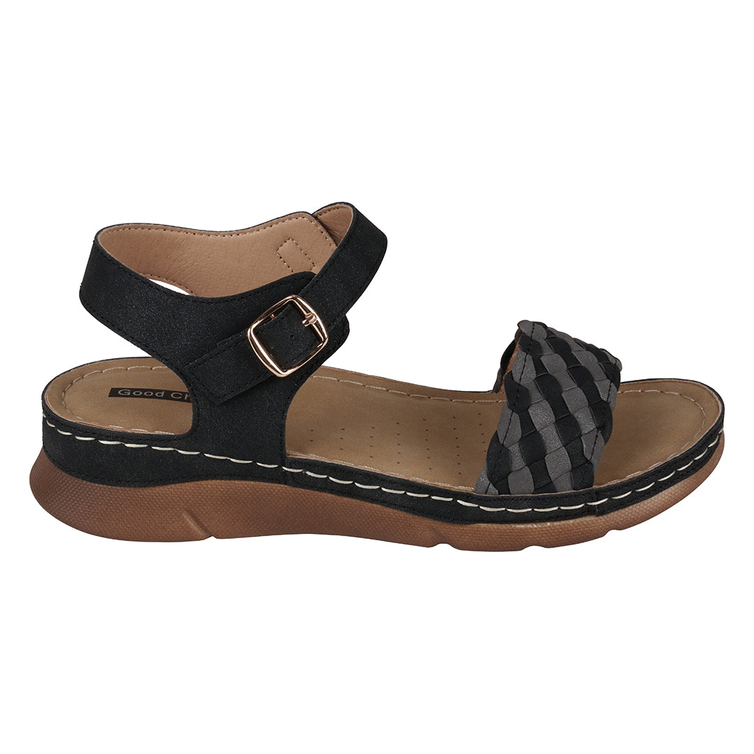 GC Shoes Millis Black Comfort Flat Sandals