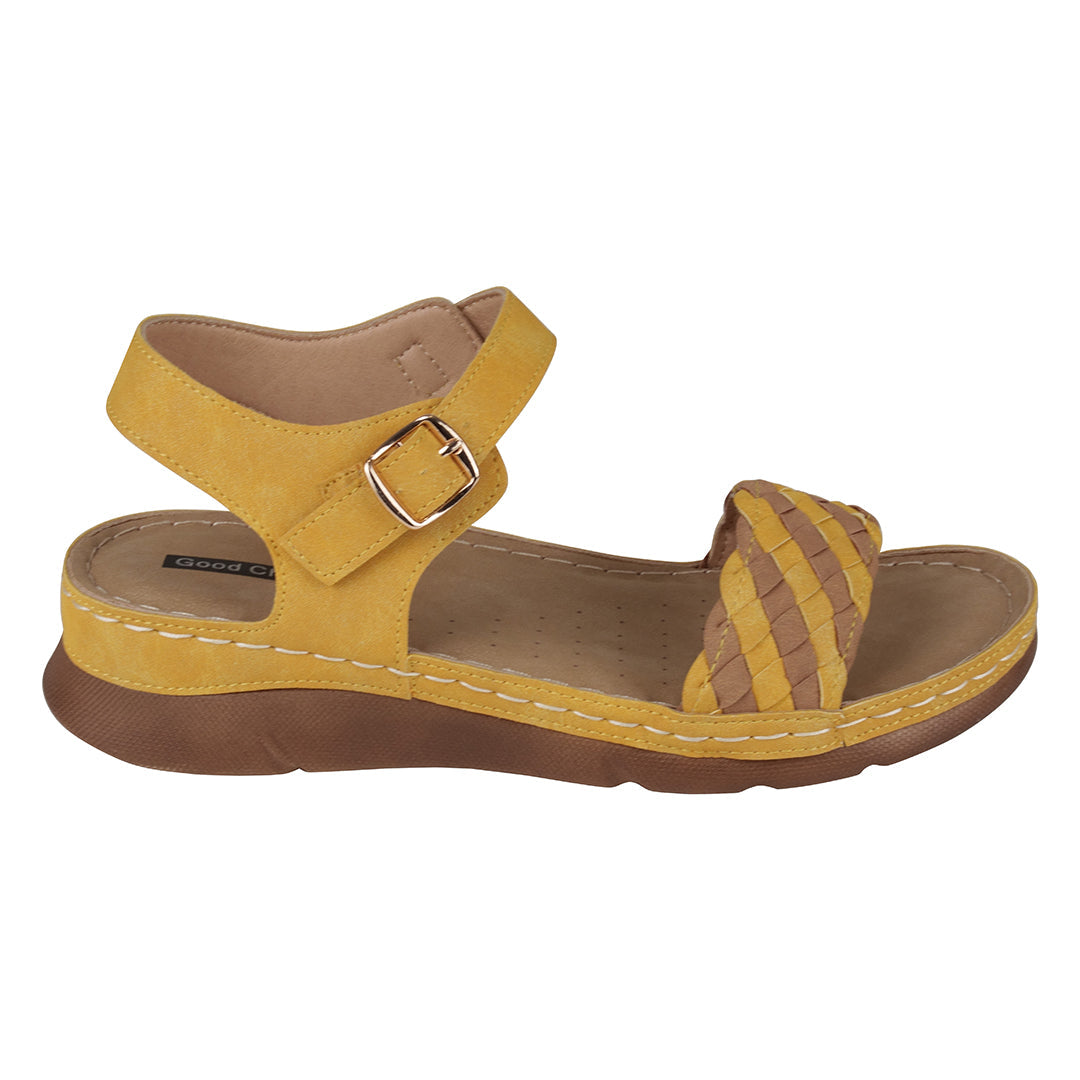 GC Shoes Millis Yellow Comfort Flat Sandals