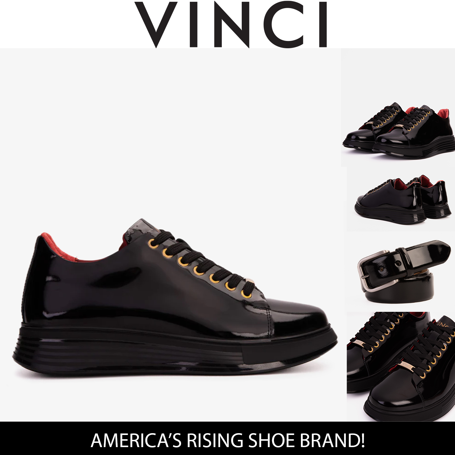 The Peklin Patent Black Leather Men Sneaker