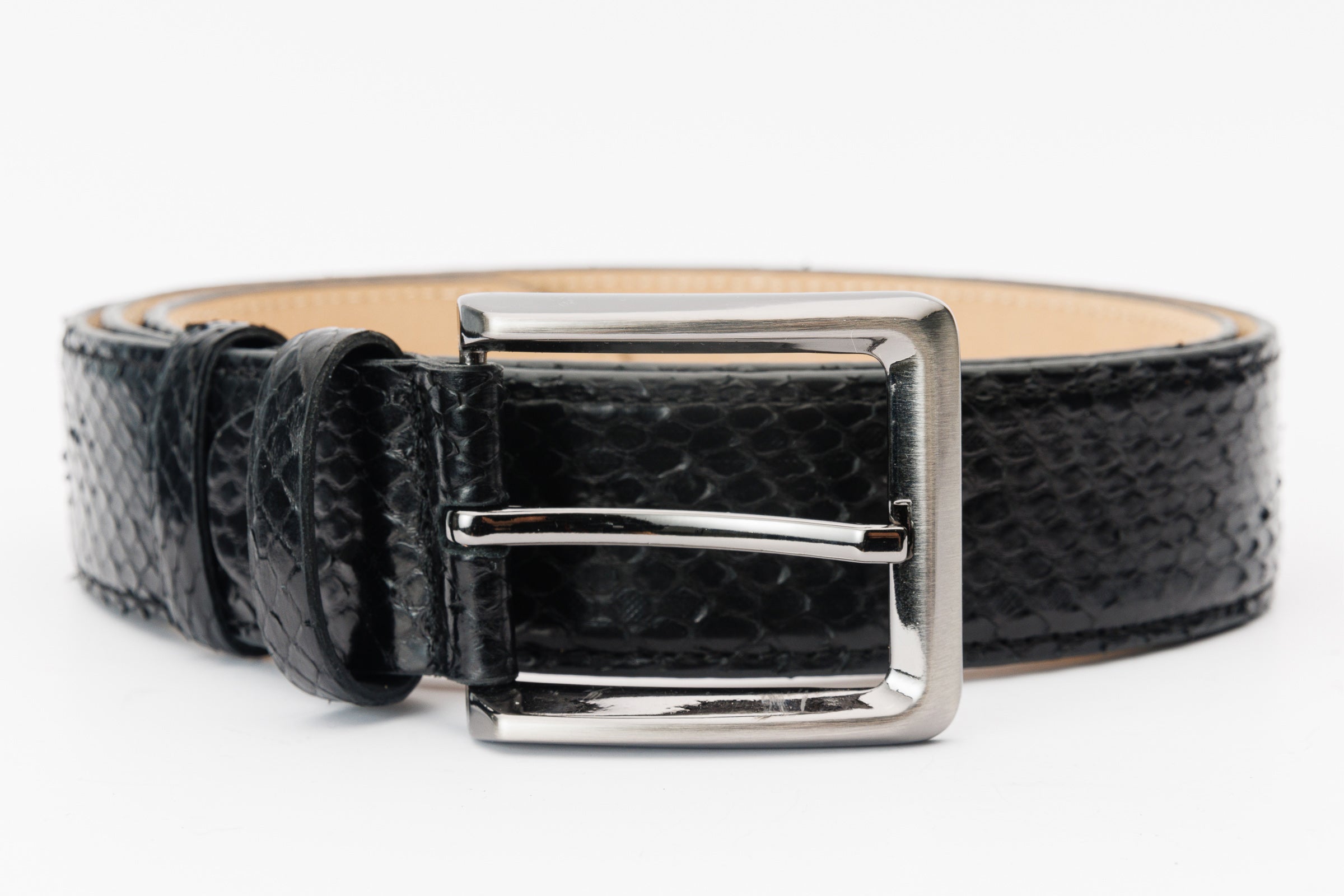 The Boss Black python Sneak Leather Belt
