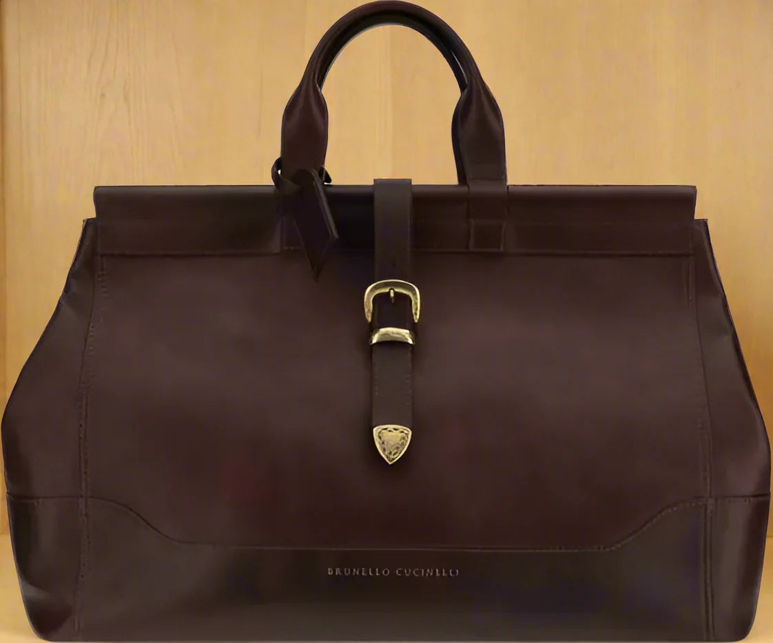 Brunello Cucinelli men's brown Leather Travel Bag