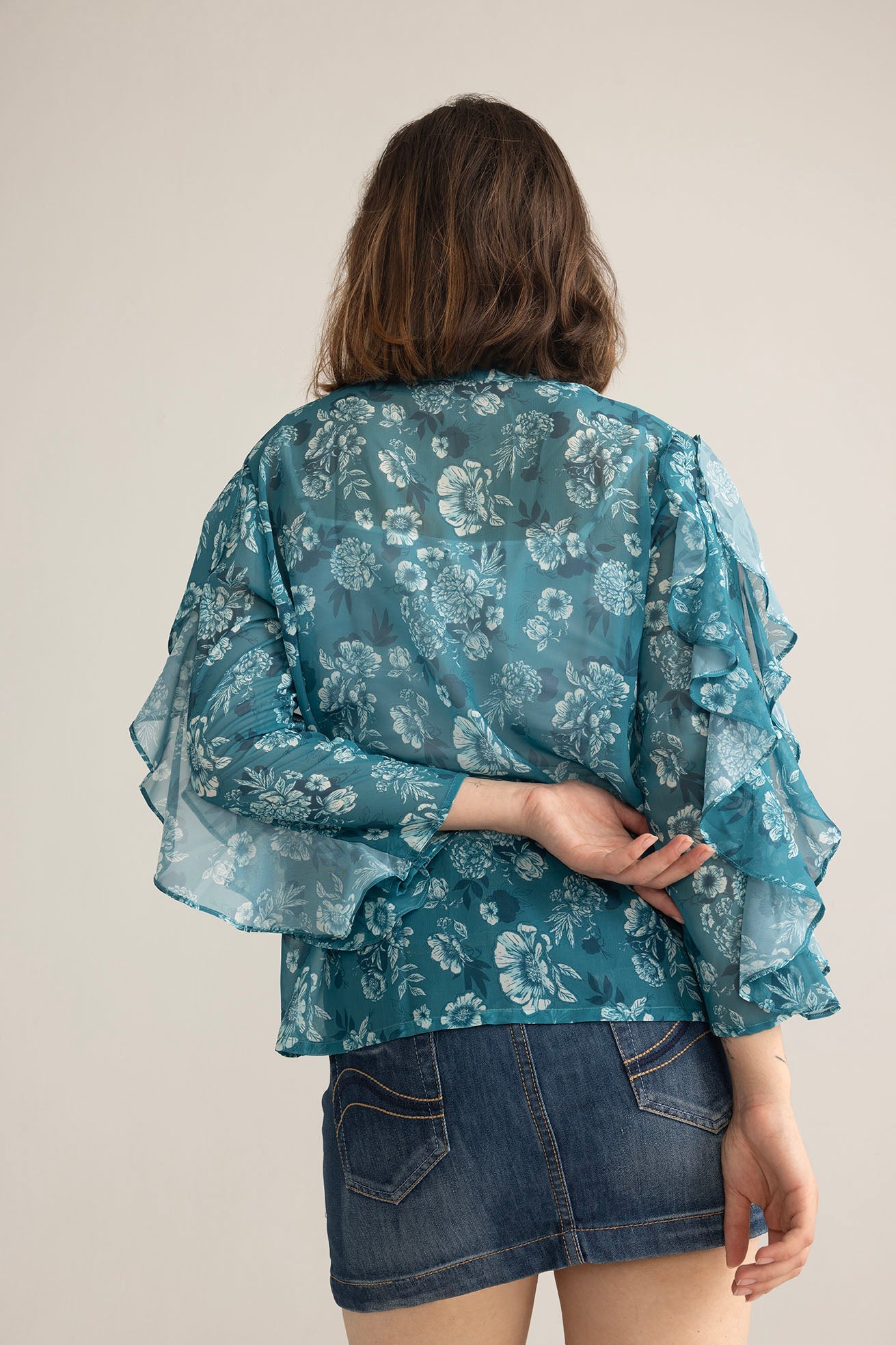Bloom Reverie Ruffle Top in Blue