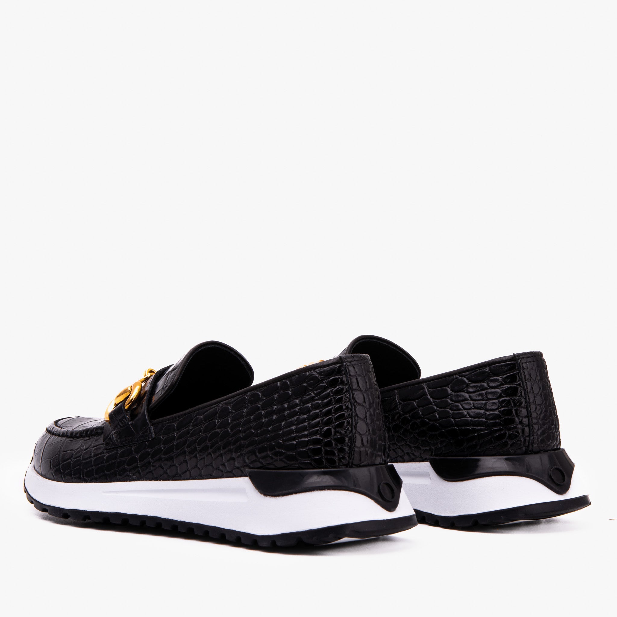 The Milan Black Croc-Embossed Leather Women Sneaker