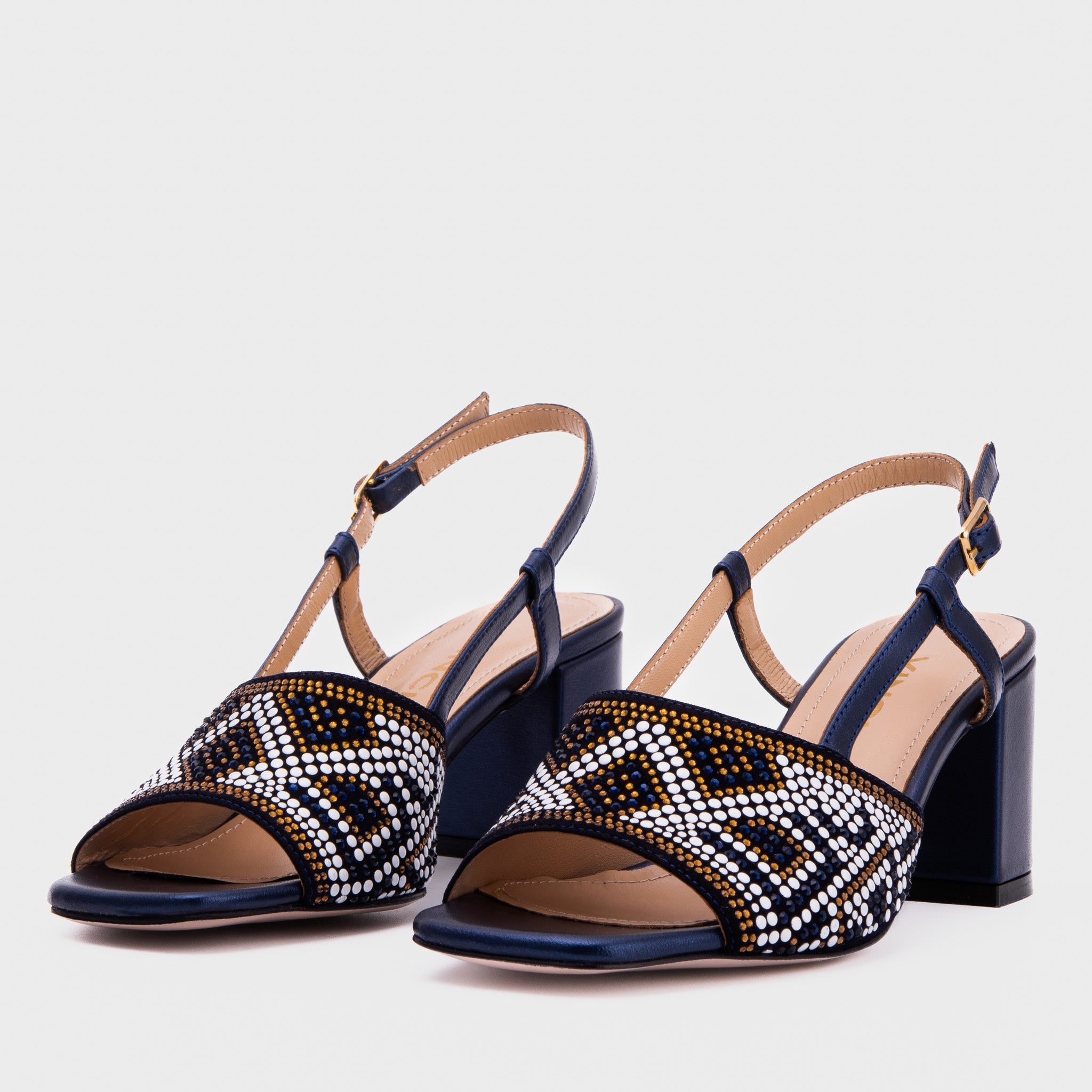The Nampula Navy Blue Leather Women Slingback Sandal