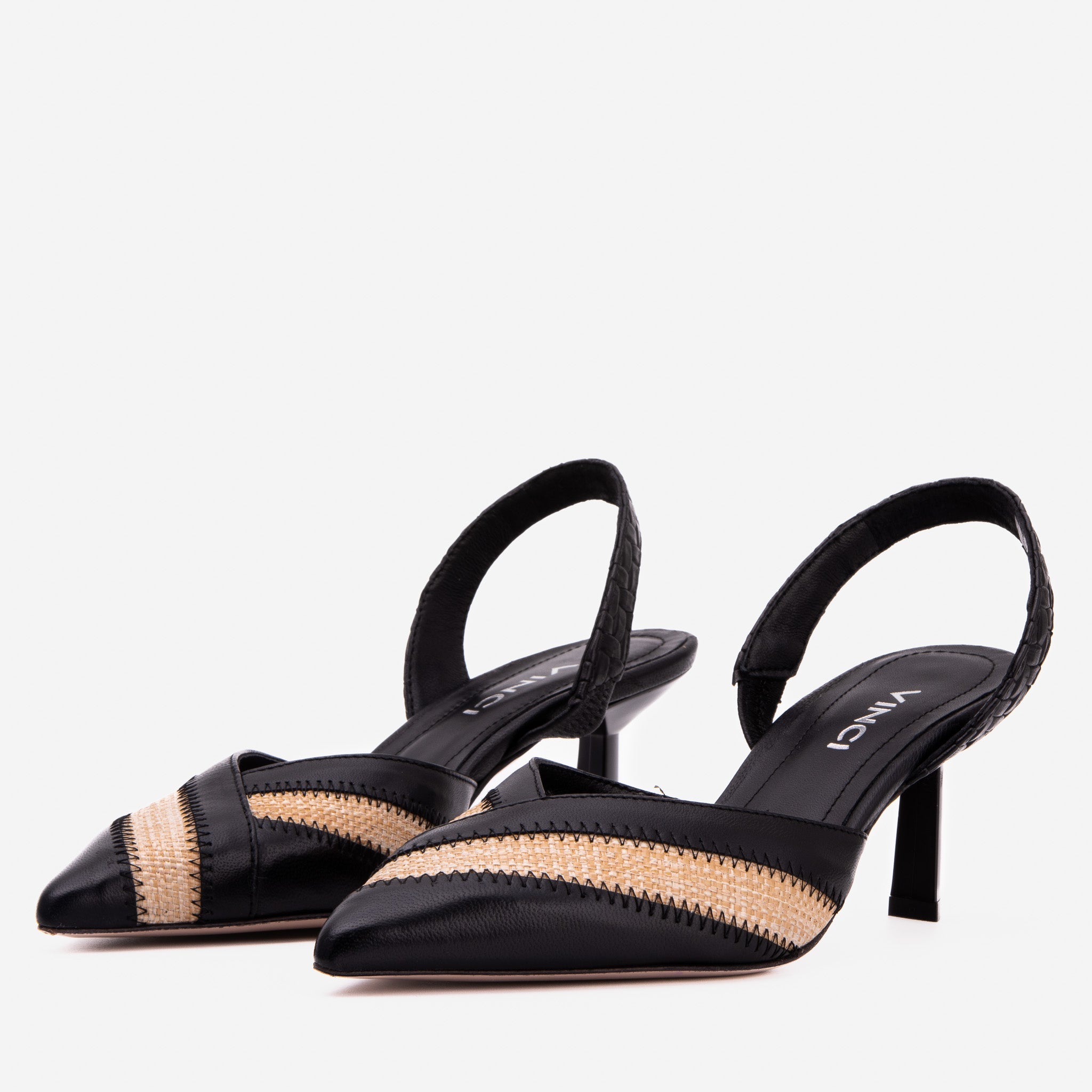 The Riviera Black & Raffia Slingback Women Sandal