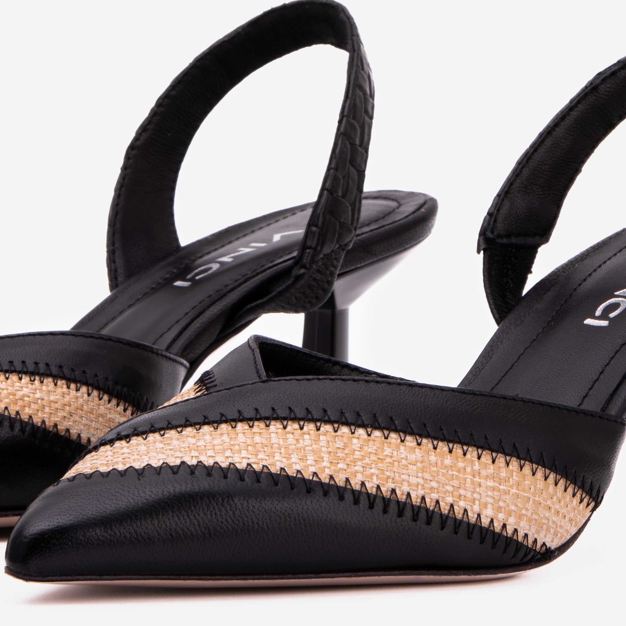 The Riviera Black & Raffia Slingback Women Sandal
