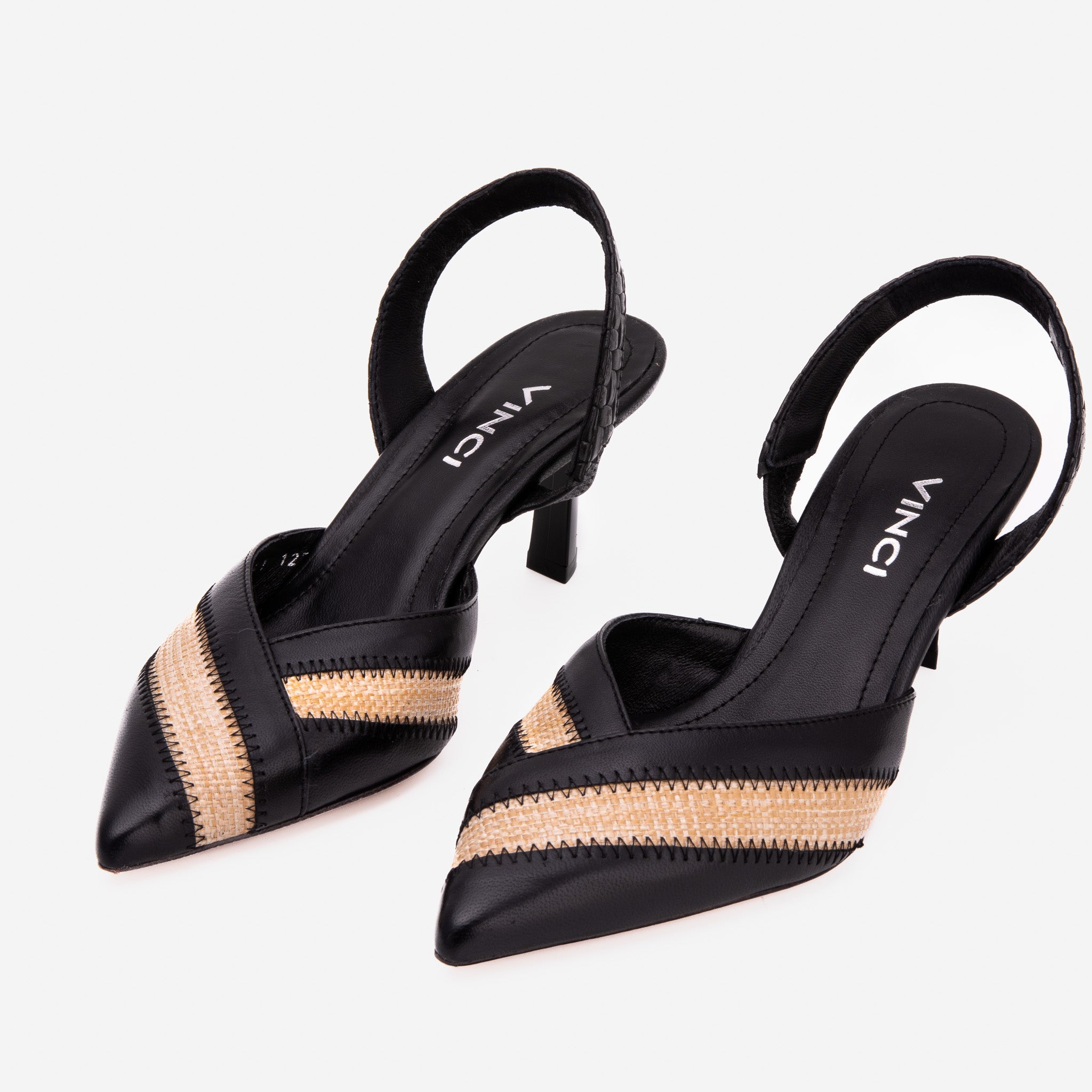 The Riviera Black & Raffia Slingback Women Sandal