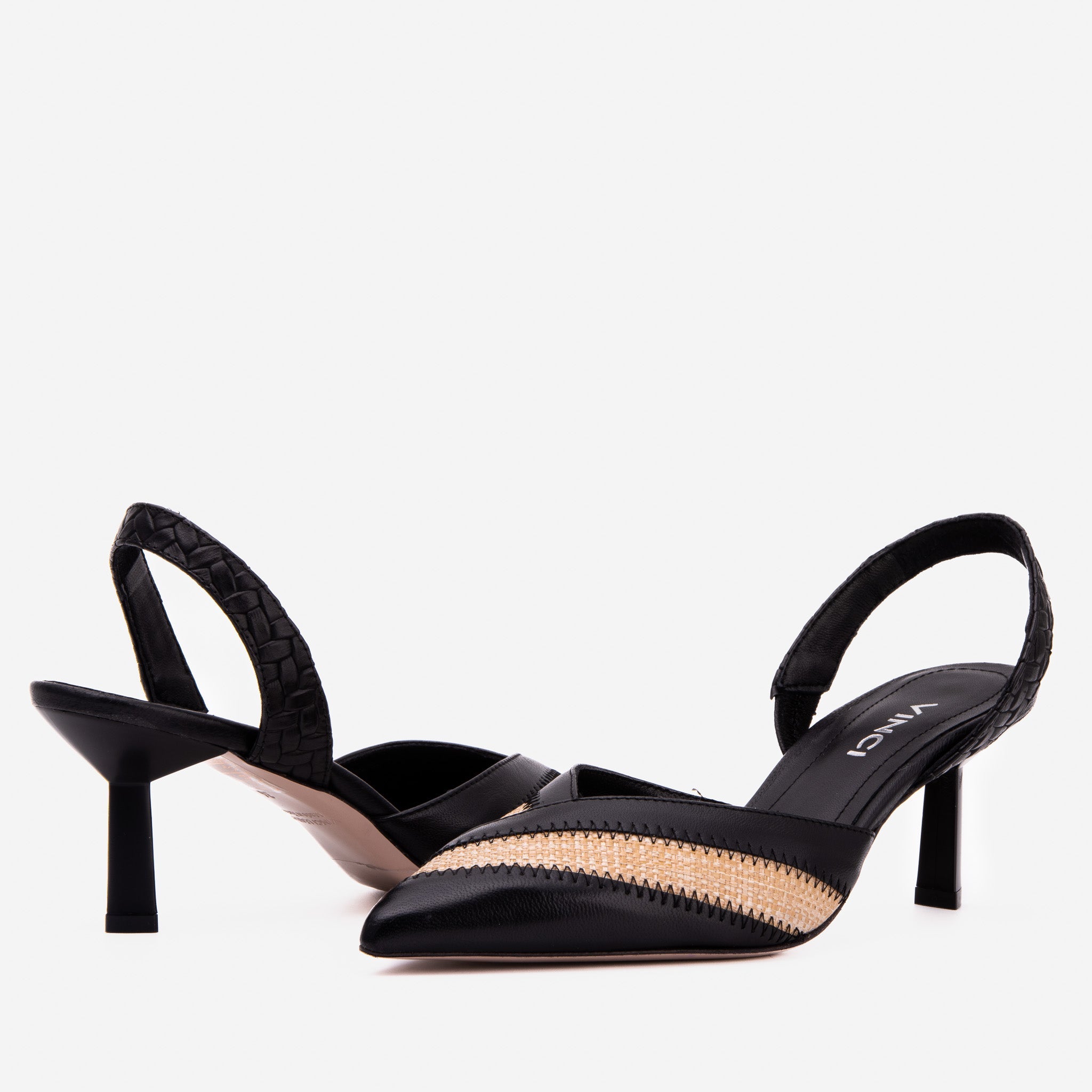 The Riviera Black & Raffia Slingback Women Sandal